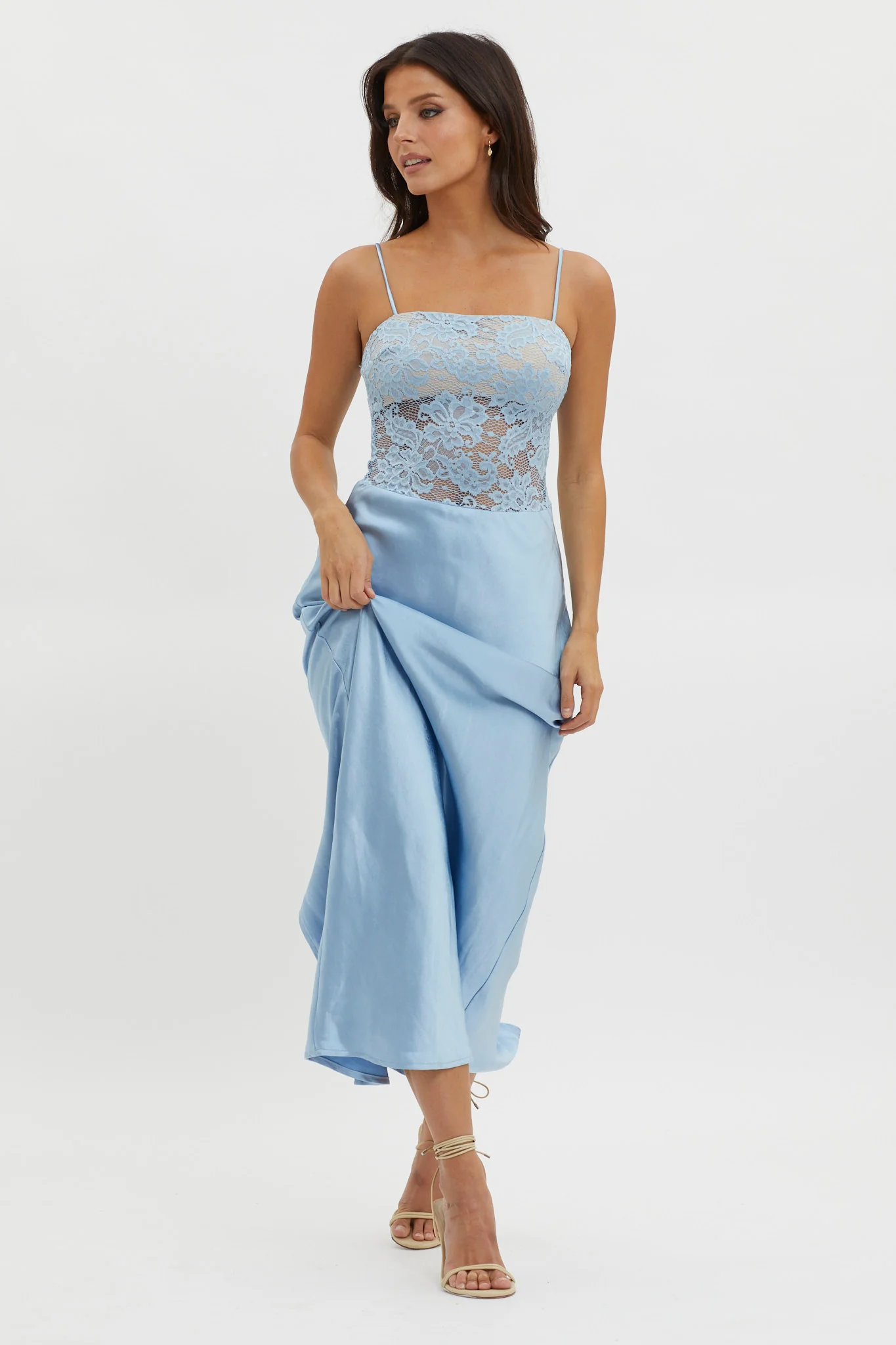 Moon Magic Floral Bodice Dress Blue - Image 3