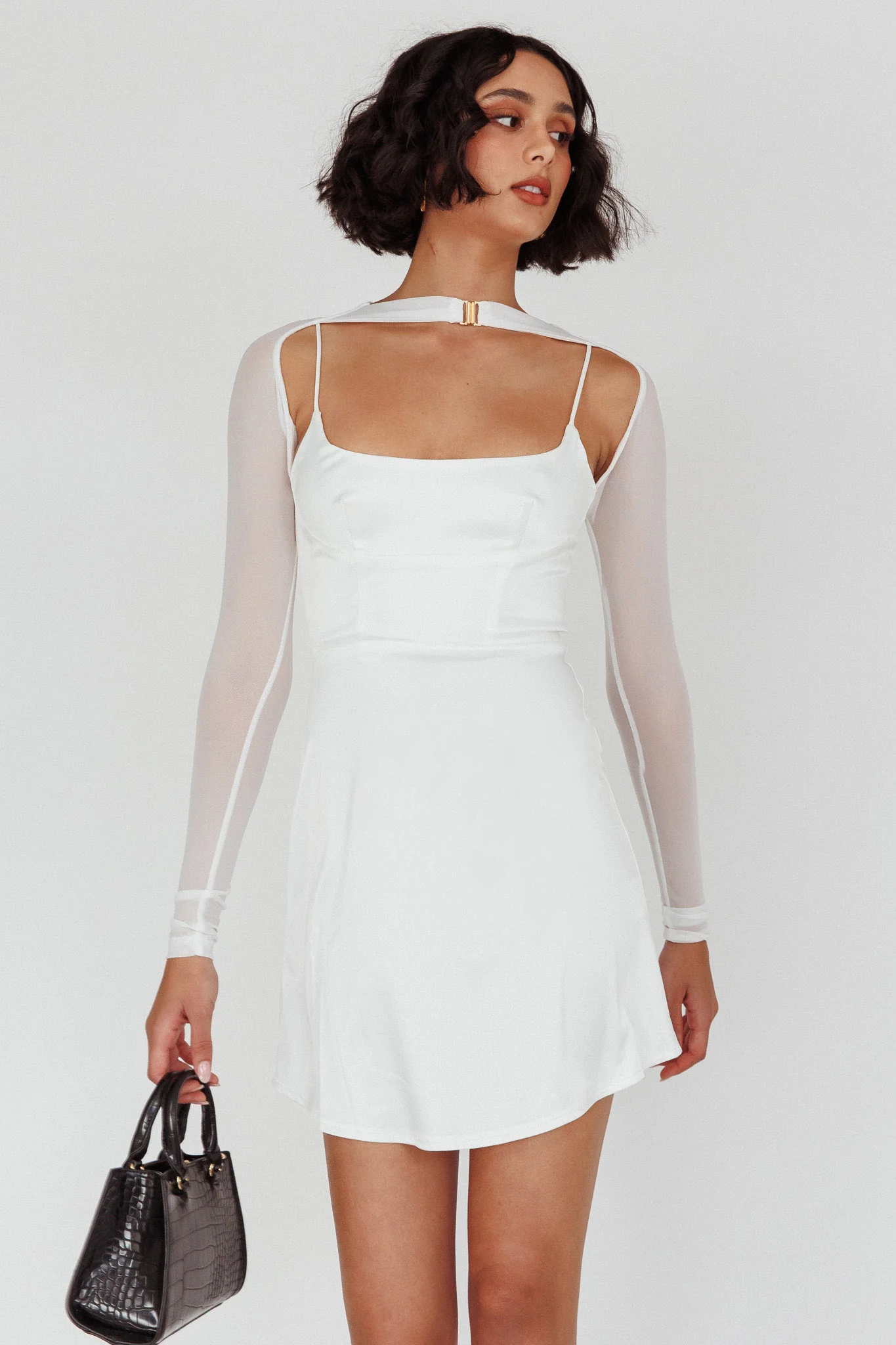 Moon Rising Faux Bolero Mini Dress White - Image 3