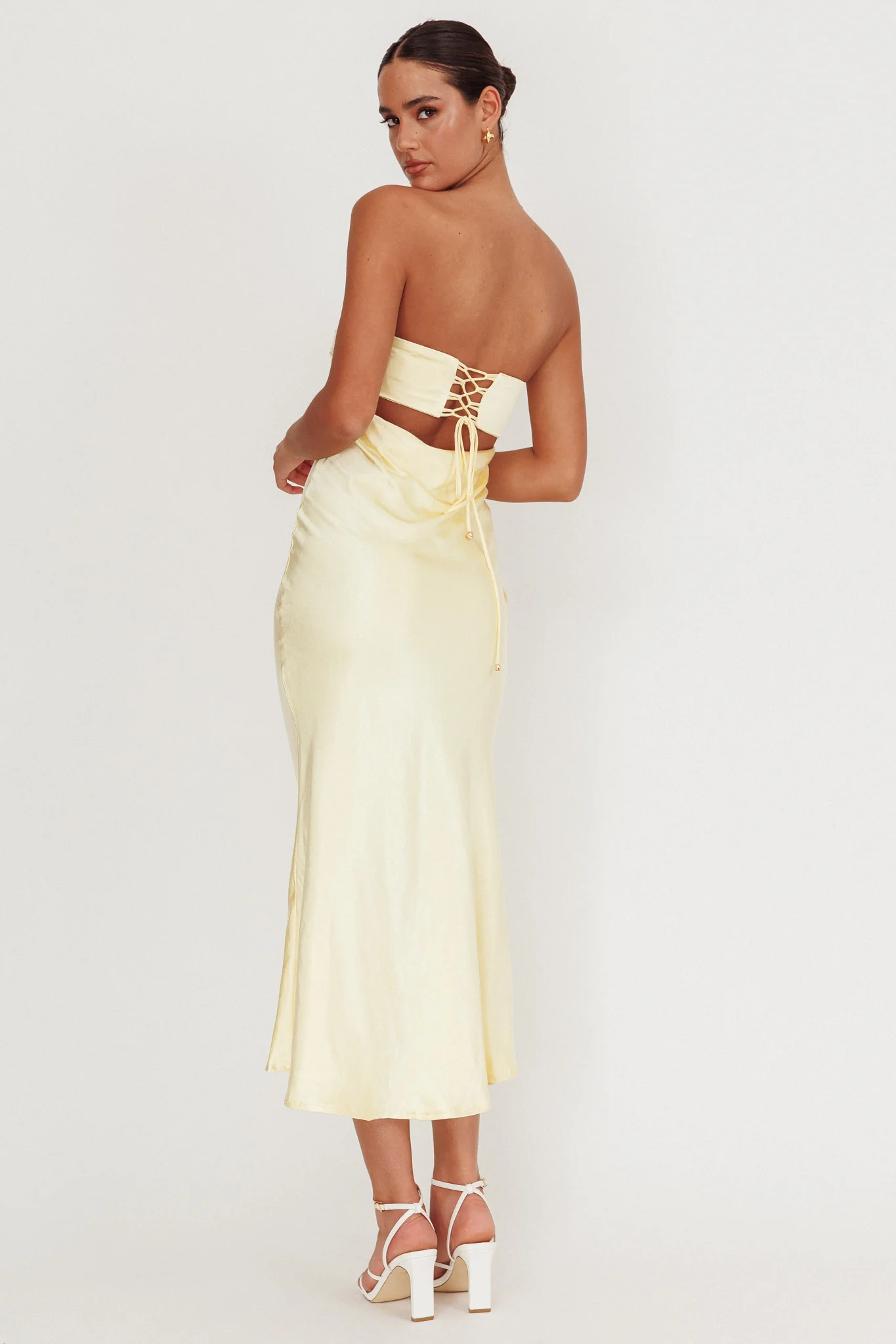 Moon Song Strapless Laced Back Dress Sun - Image 3
