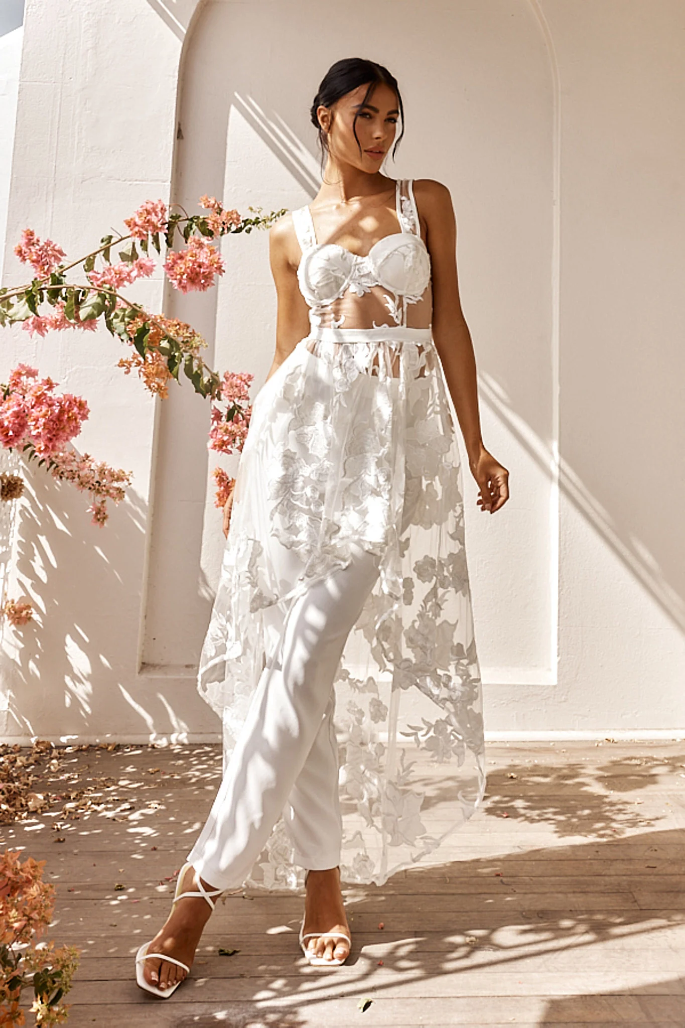 Moonlight Tango High-Low Mesh Top White - Image 6