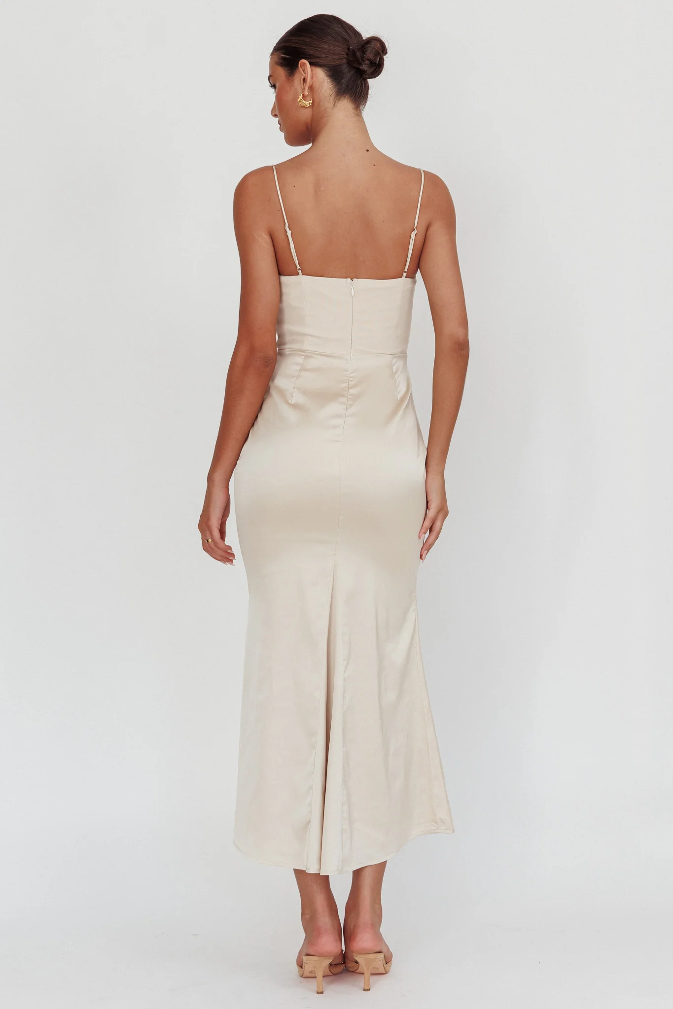 Morella Draped Waist Maxi Dress Champagne - Image 3