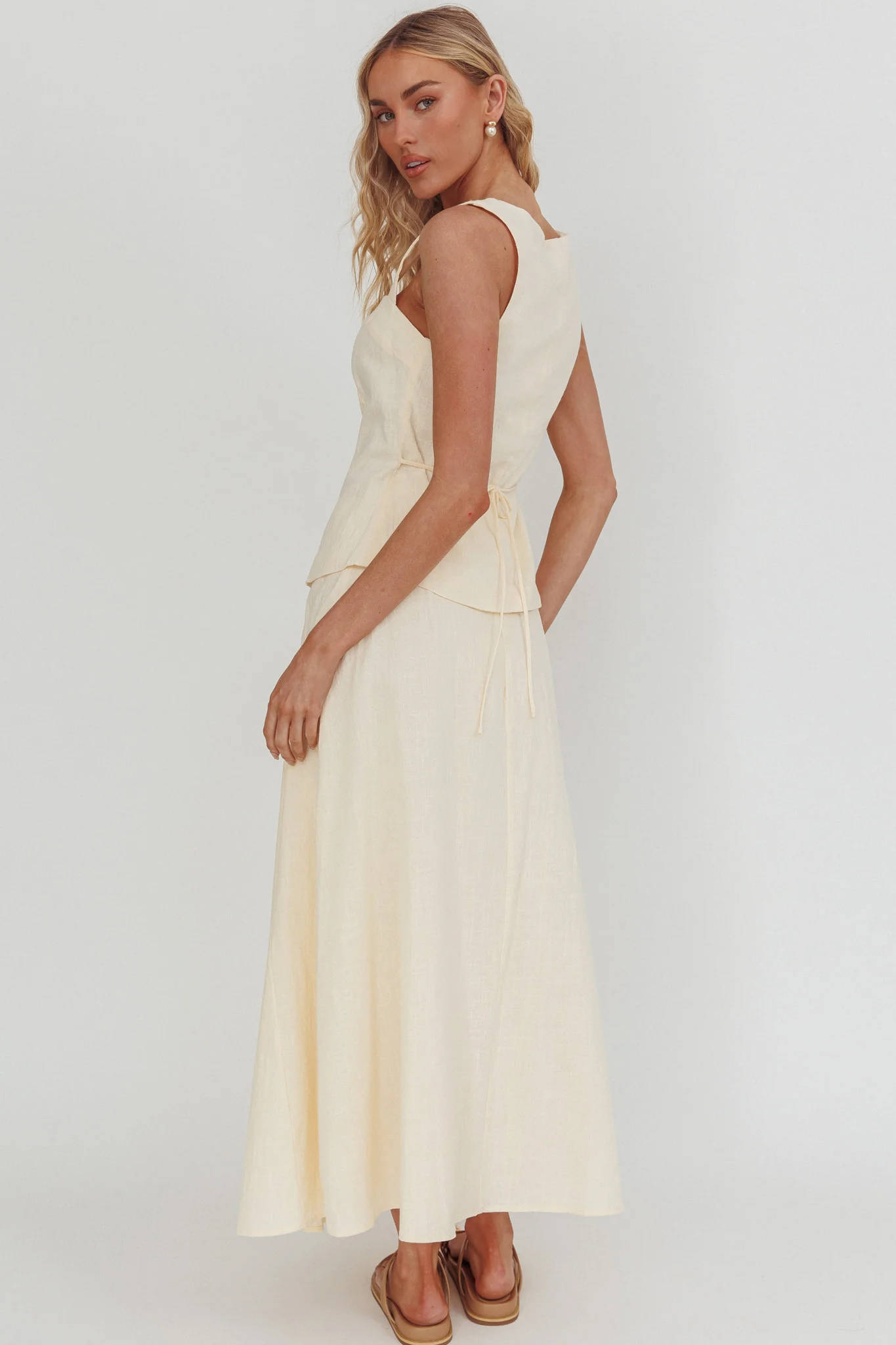Morning Lights Godet Maxi Skirt Cream - Image 2