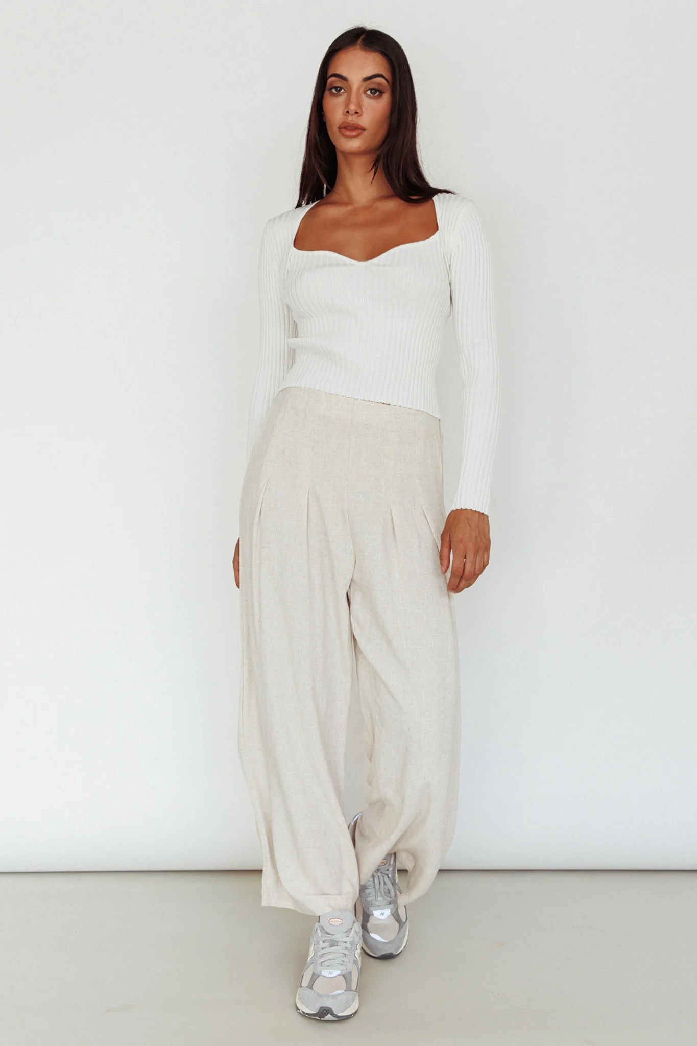 Mosey Long Sleeve Knit Top Ivory - Image 3