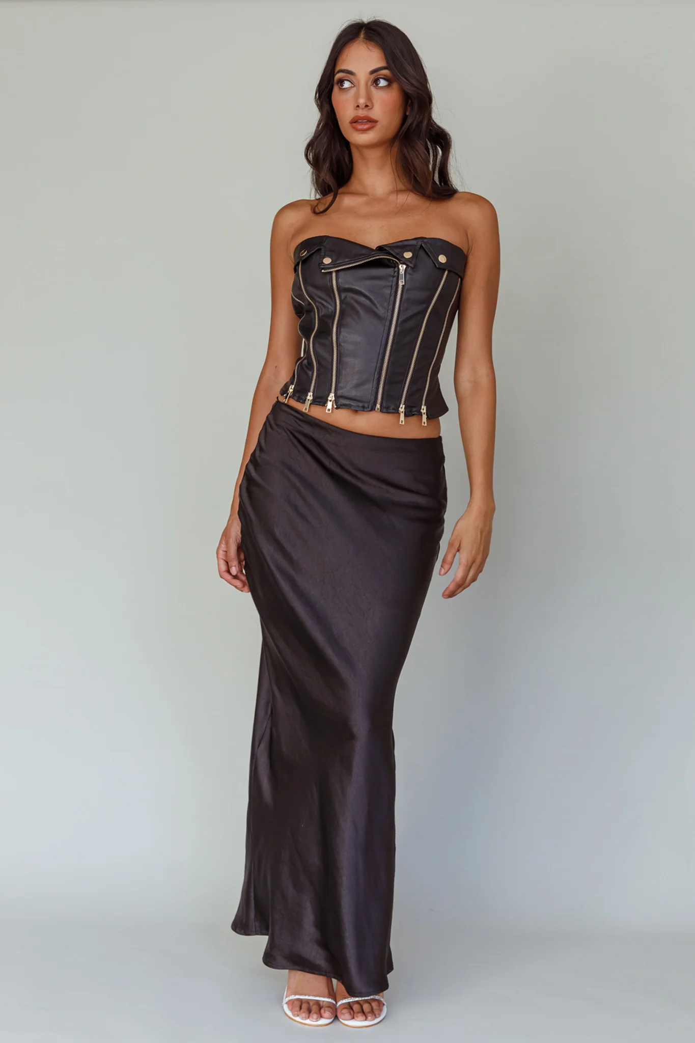 Moto Strapless Zipper Top Black - Image 9