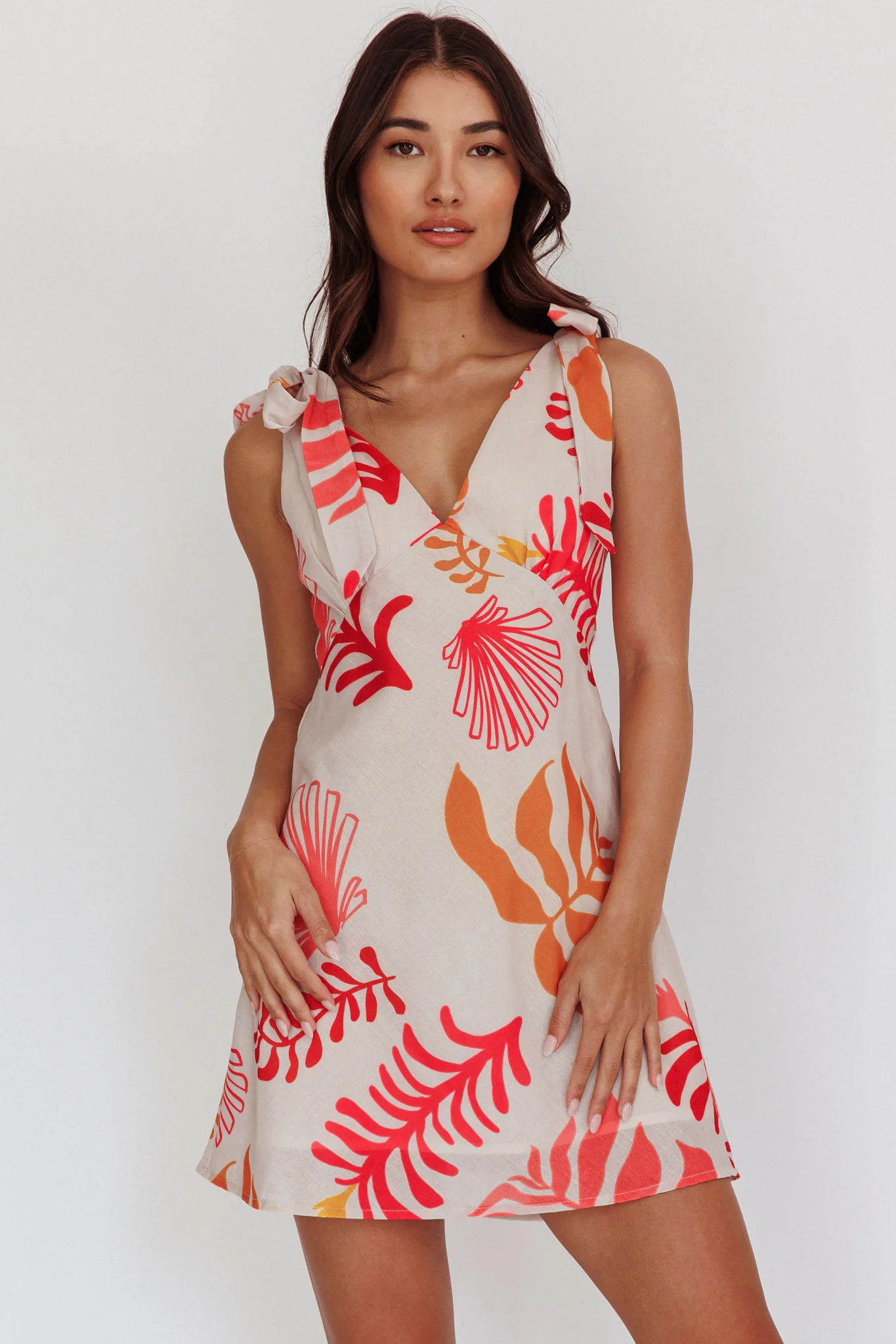 Mykonos Morning Tied Shoulder Mini Dress Seashell Pink - Image 6