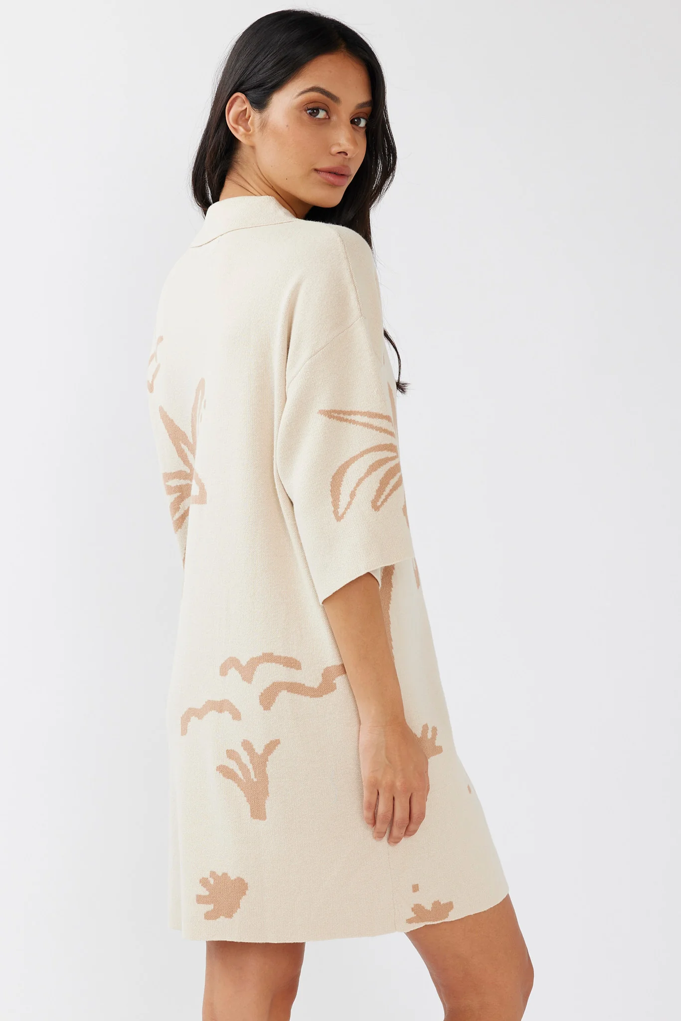 Nalani Button-Up Knit Dress Sand/Wood - Image 3