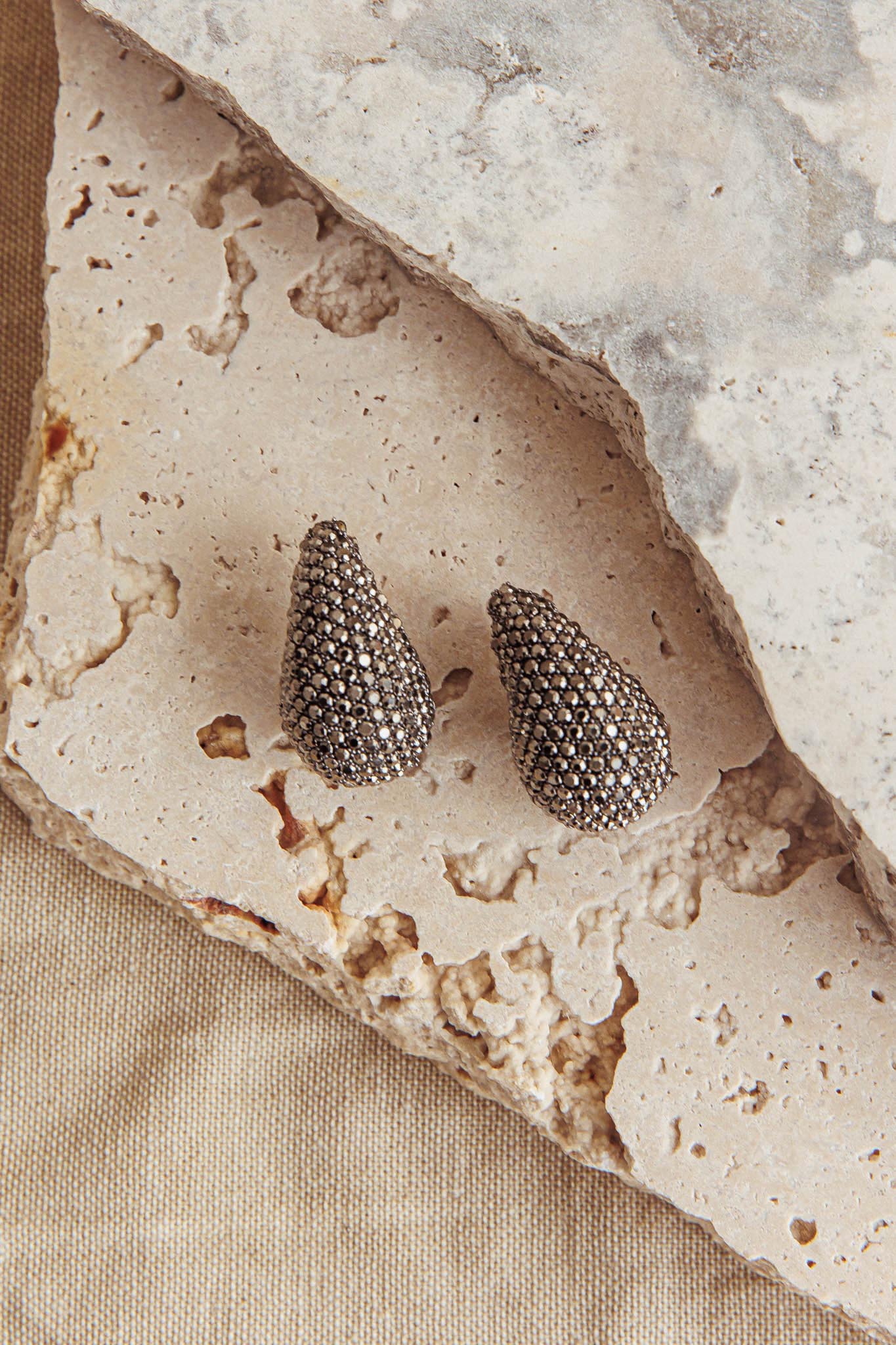 Nebula Pave Teardrop Earrings Black Diamante - Image 2