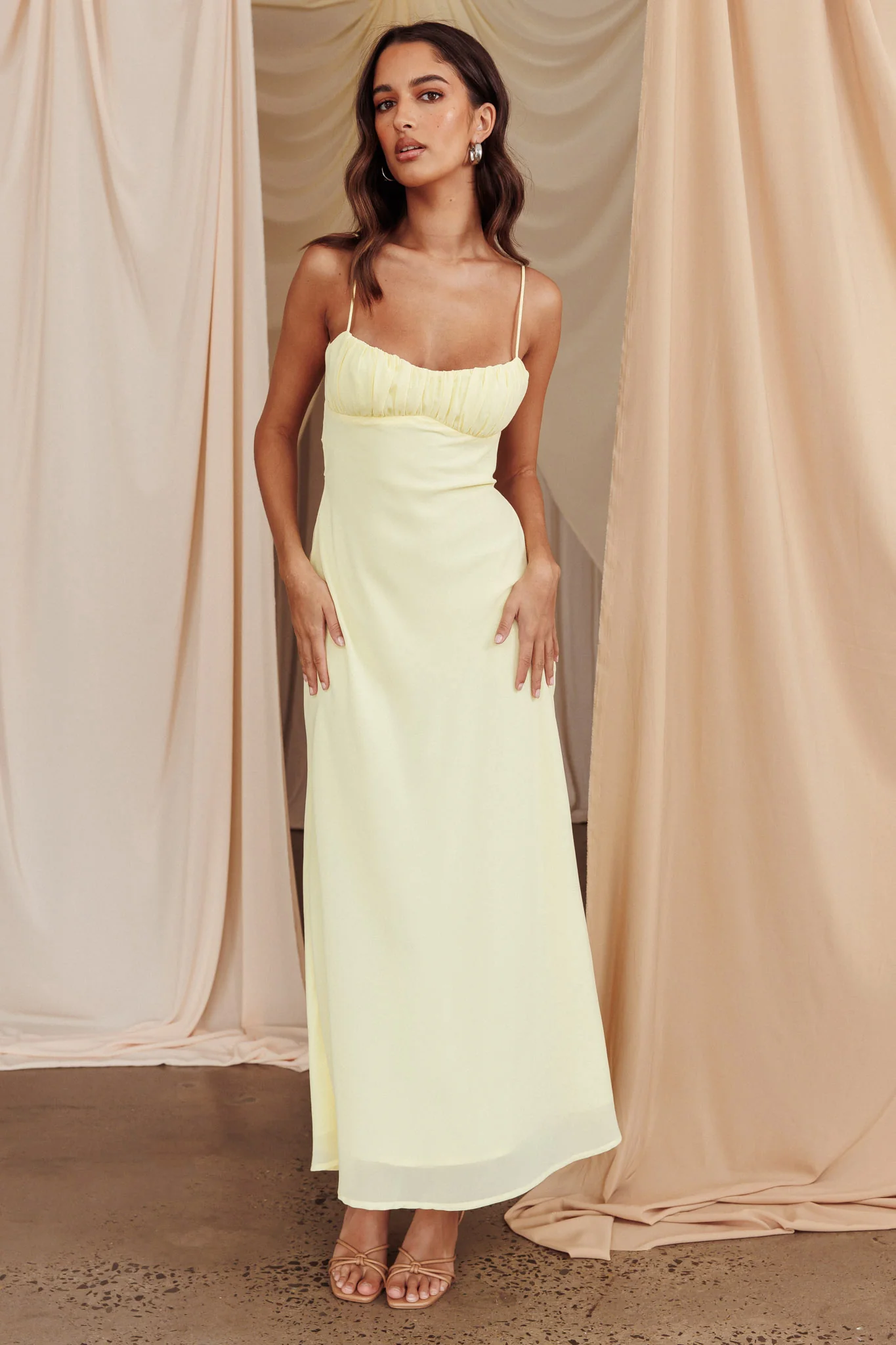 Nerida Twist Back Maxi Dress Lemon - Image 6