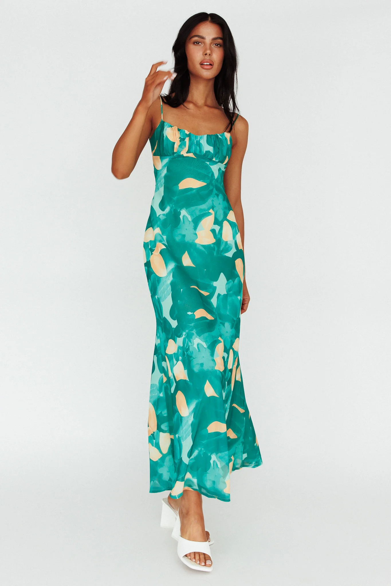 Nerida Twist Back Maxi Dress Print Green - Image 6