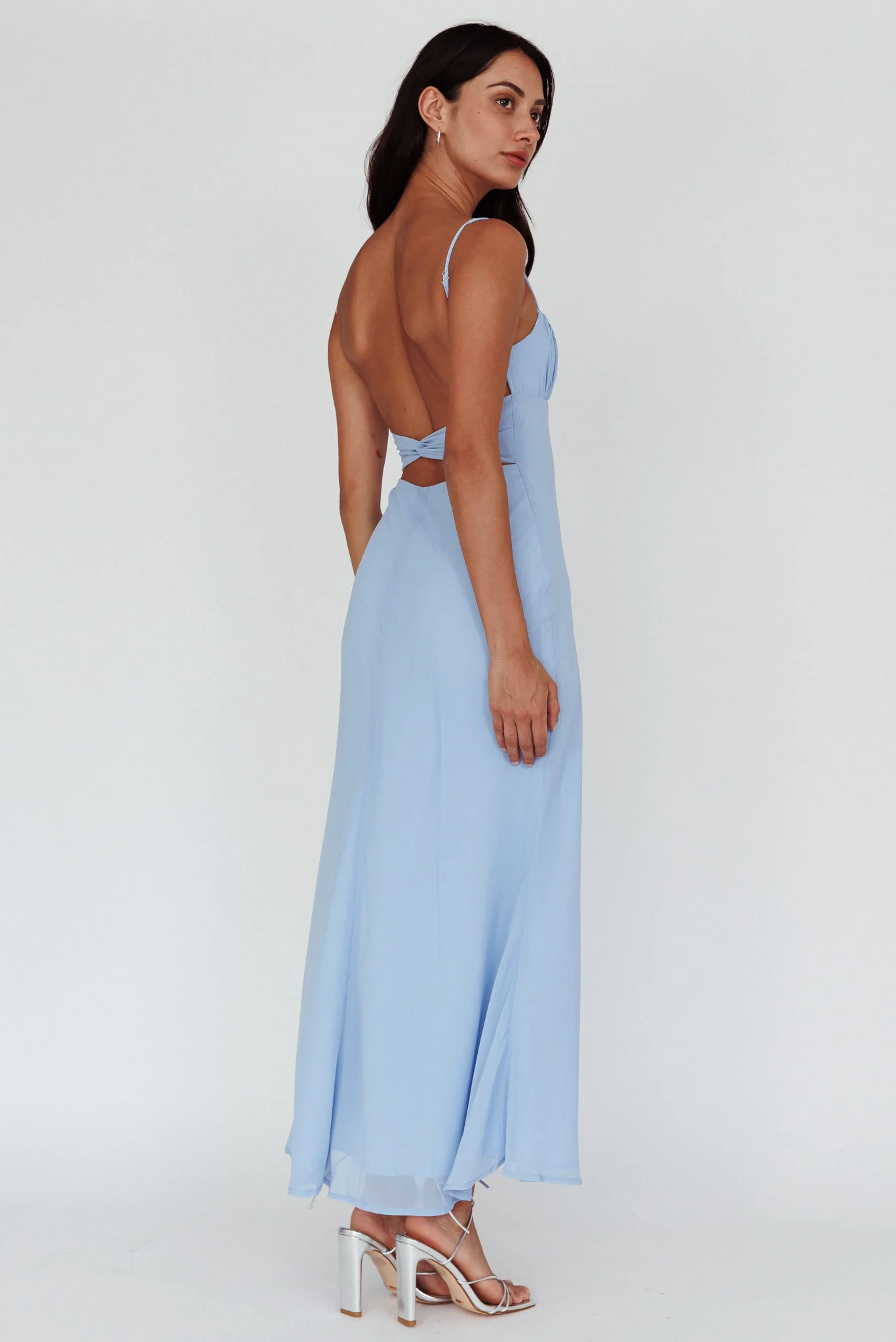 Nerida Twist Back Maxi Dress Steel Blue - Image 7
