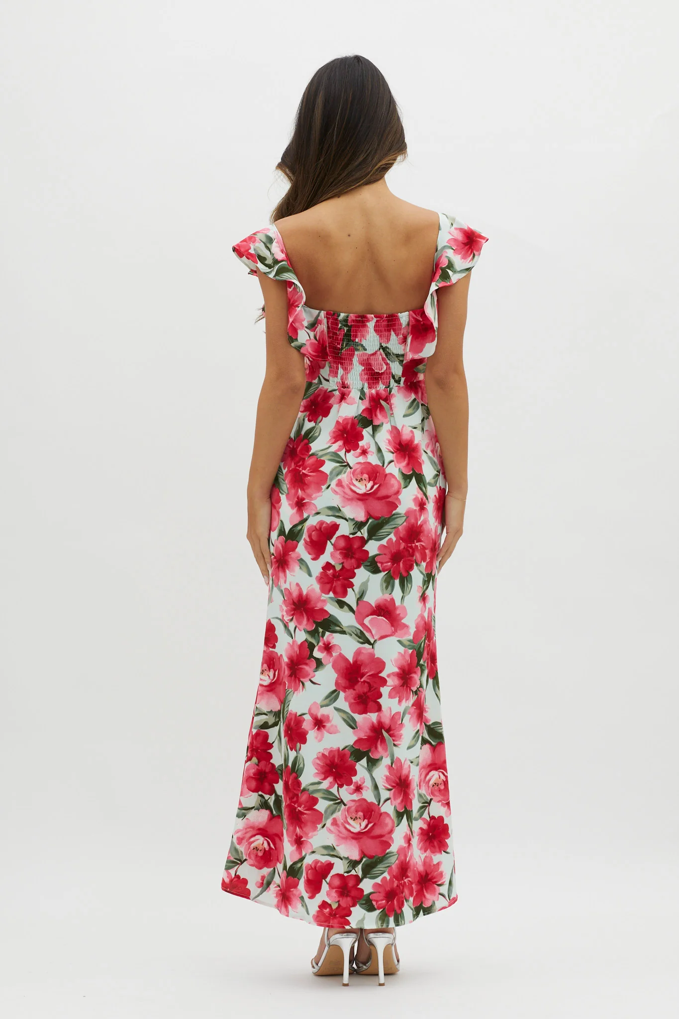 New Era Off Shoulder Maxi Dress Floral Red - Image 2