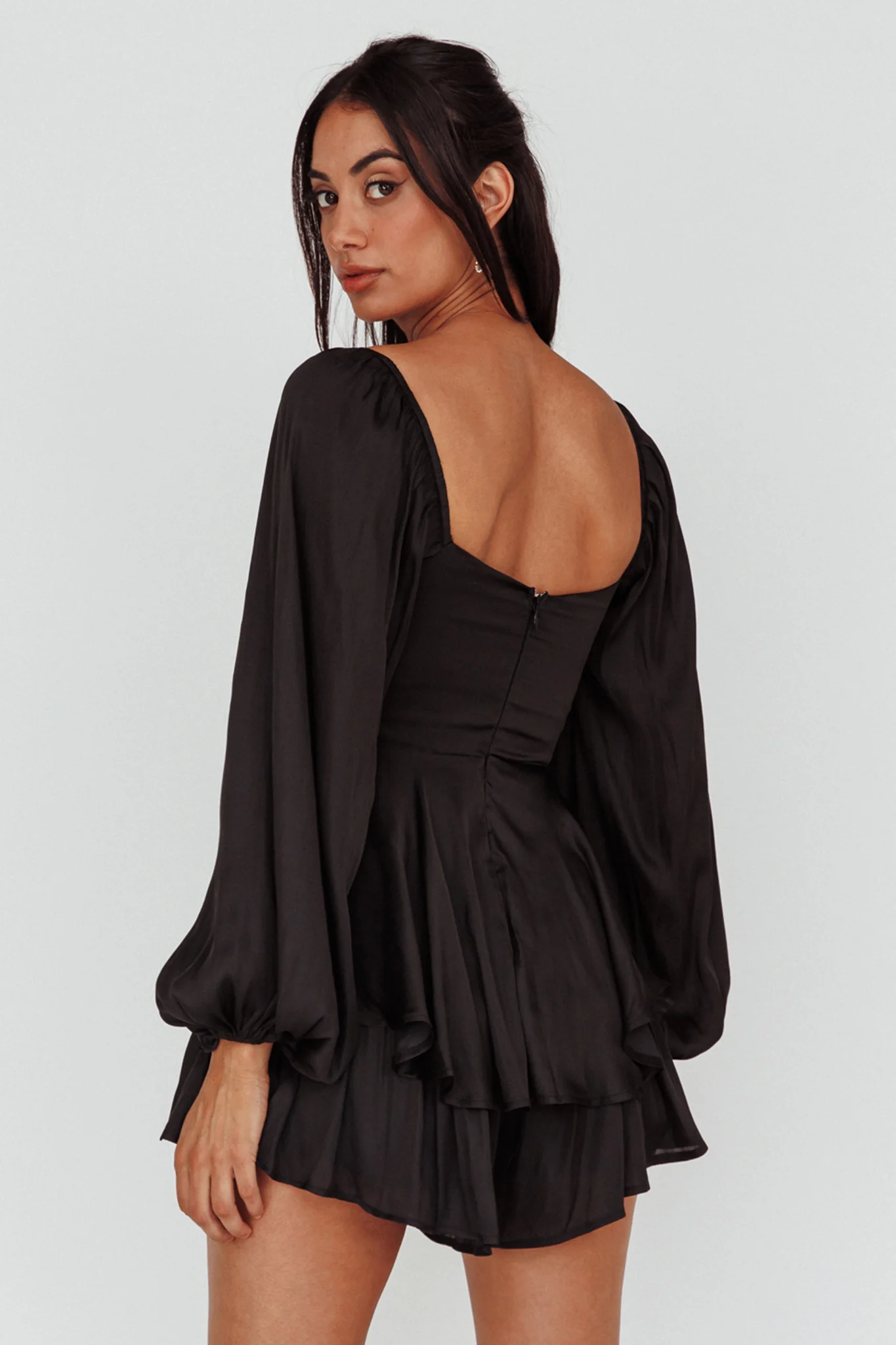 New Light Balloon Sleeve Romper Black - Image 2