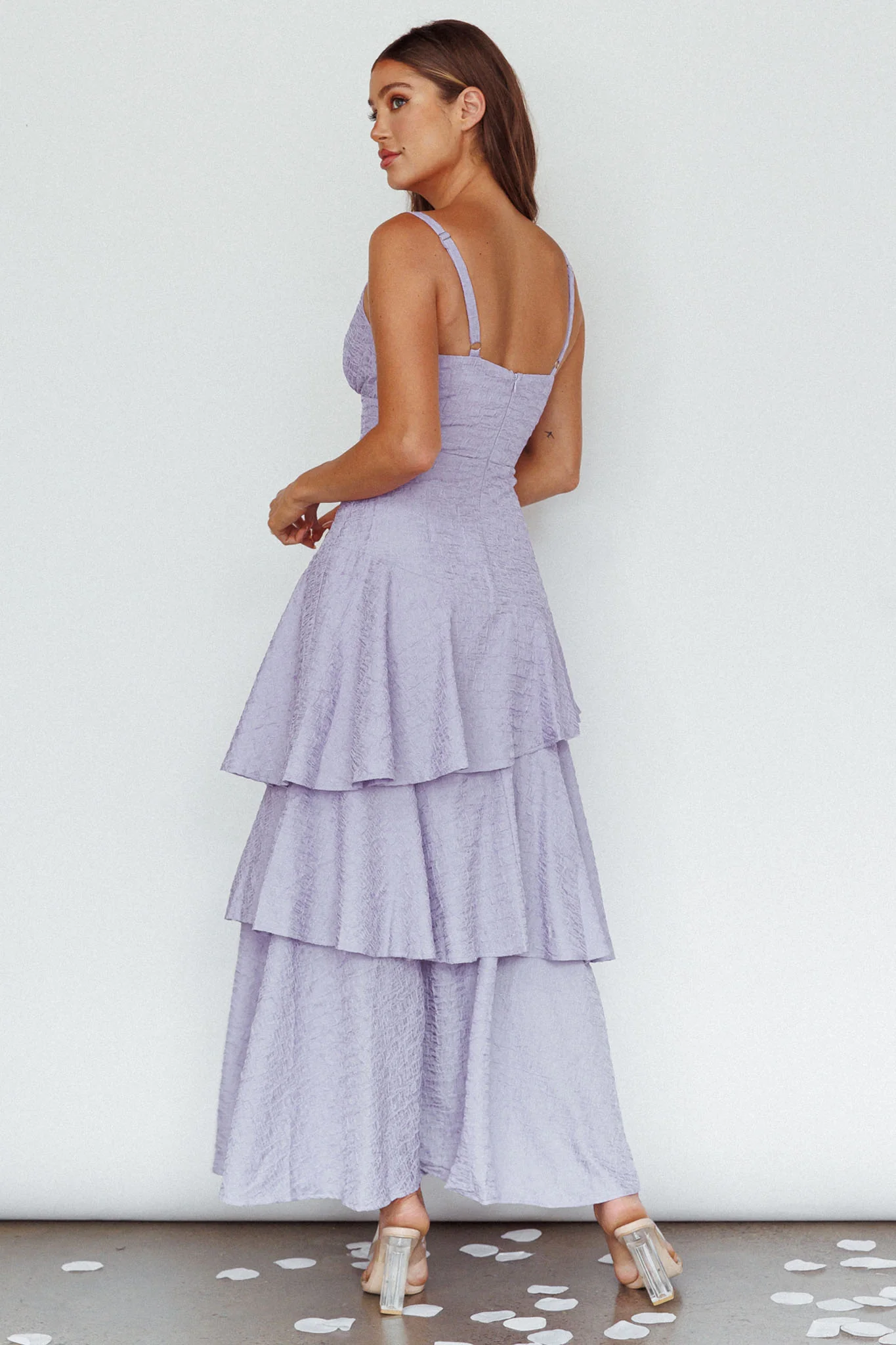 New Vibes Layered Hem Maxi Dress Lilac - Image 2