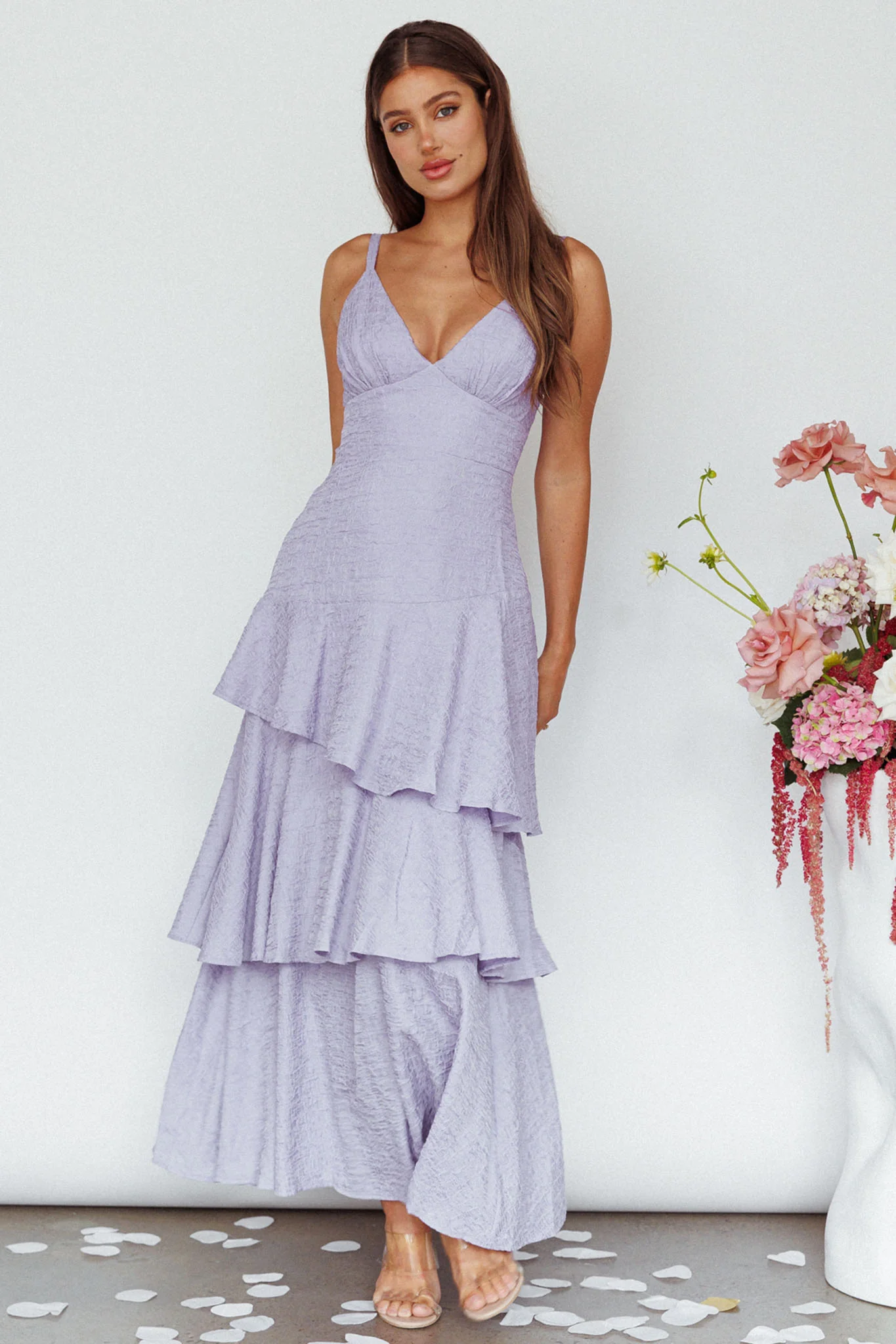 New Vibes Layered Hem Maxi Dress Lilac - Image 5