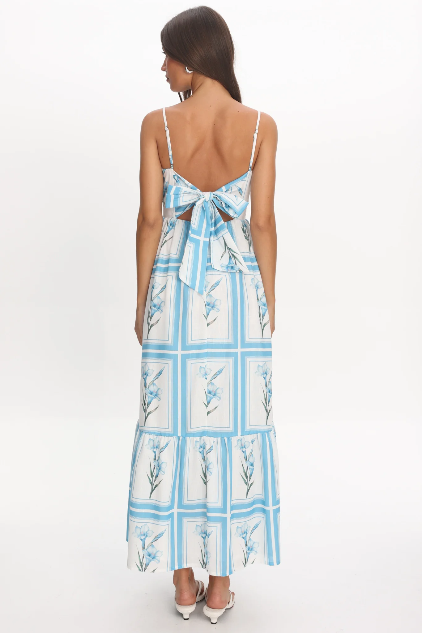 Newbury Bow Back Maxi Dress Floral Blue - Image 2