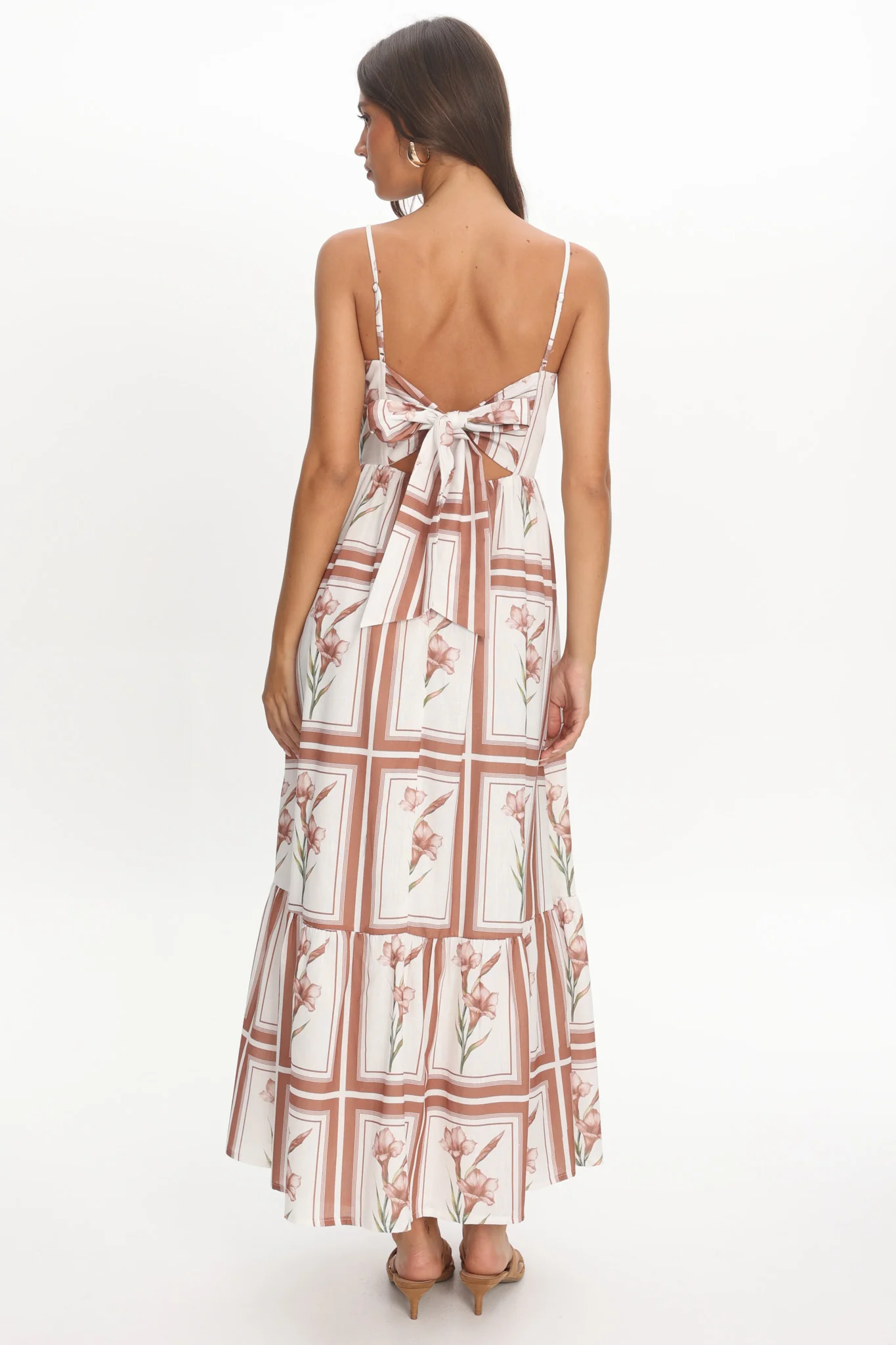 Newbury Bow Back Maxi Dress Floral Chocolate - Image 2