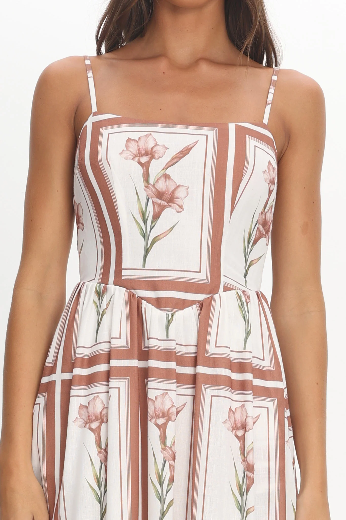 Newbury Bow Back Maxi Dress Floral Chocolate - Image 3