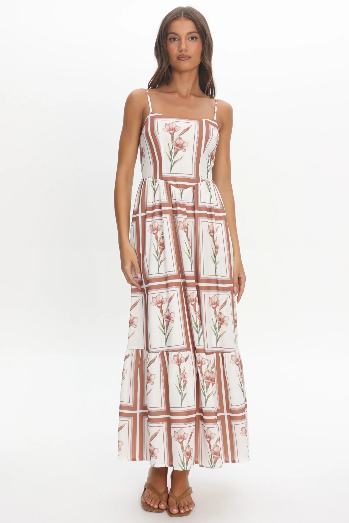 Newbury Bow Back Maxi Dress Floral Chocolate - Image 4