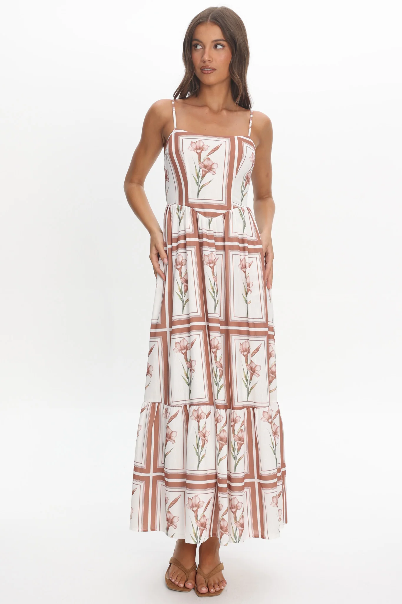 Newbury Bow Back Maxi Dress Floral Chocolate - Image 5