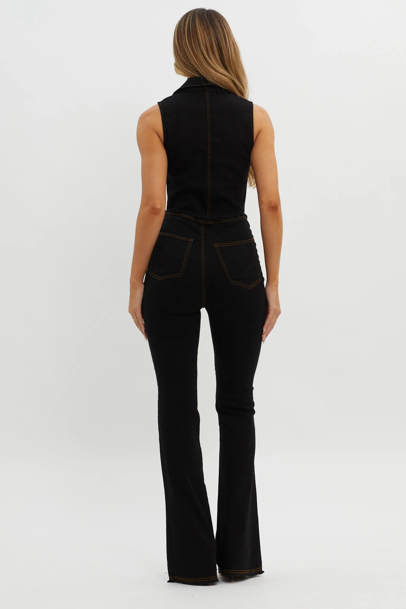 Nikia Raw Edge Flare Pants Black - Image 2