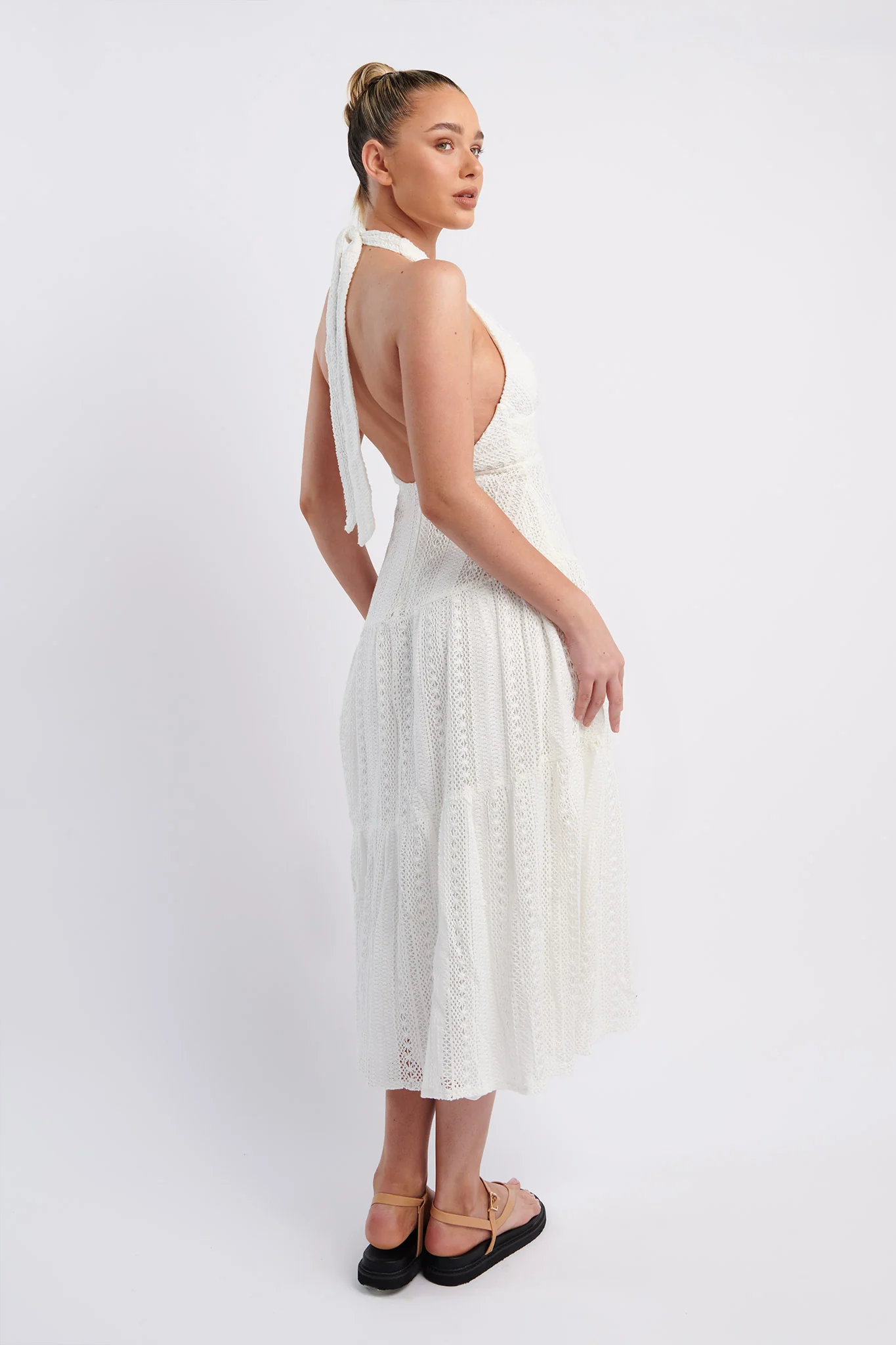 Nolita Halterneck Lace Overlay Maxi Dress White - Image 2
