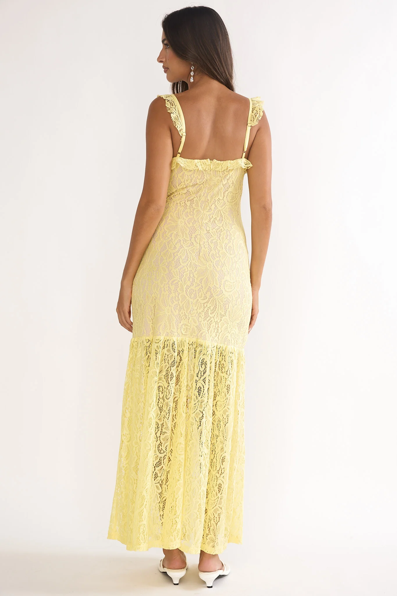 Noraya Lace Overlay Maxi Dress Lemon - Image 2