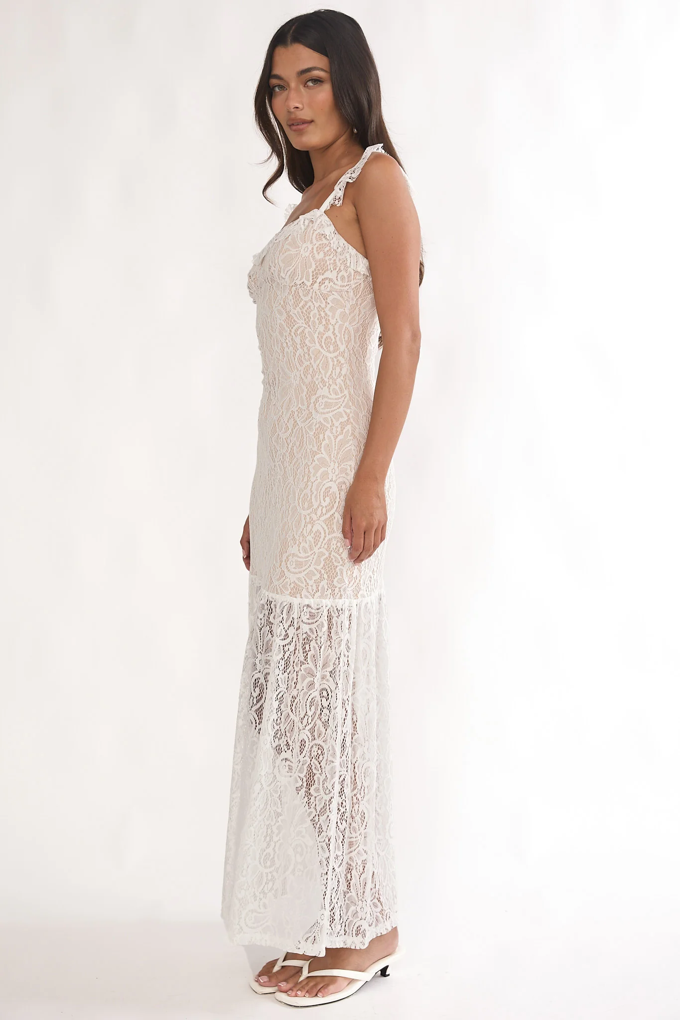 Noraya Lace Overlay Maxi Dress White - Image 6