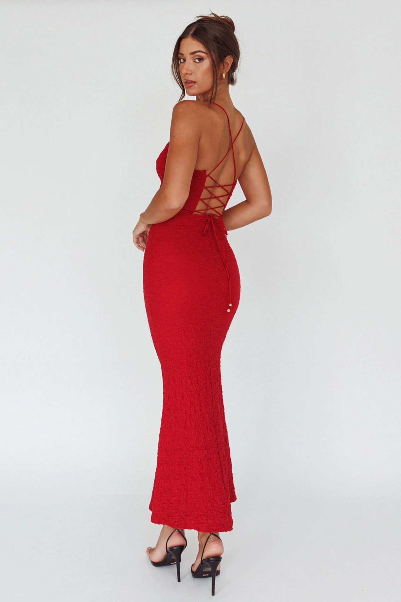 Nouveau U-Neckline Midi Dress Wine - Image 2
