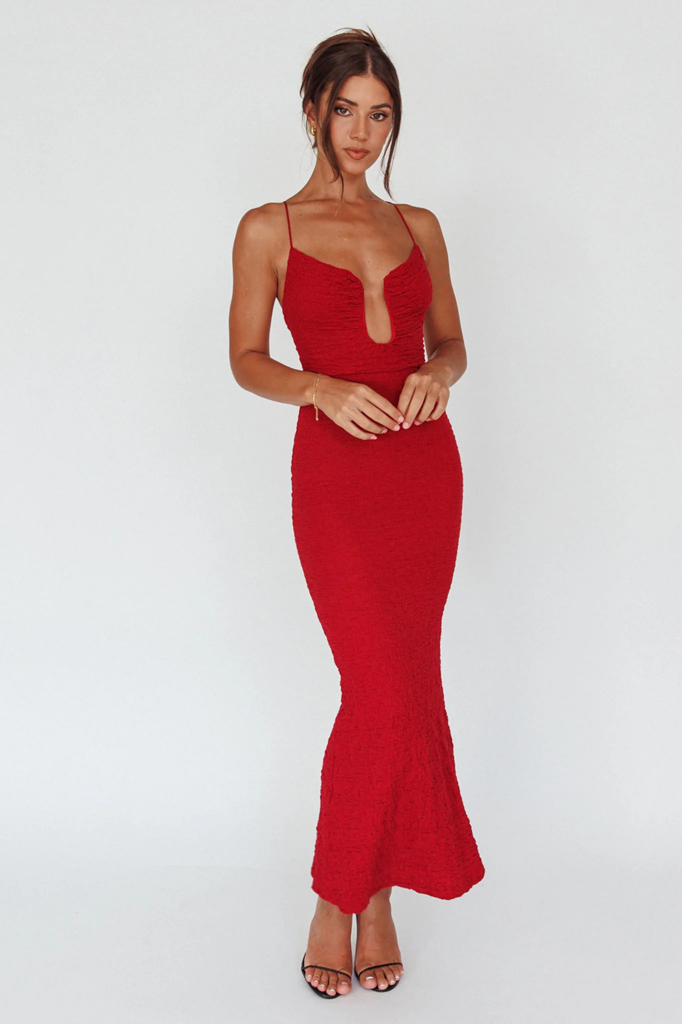 Nouveau U-Neckline Midi Dress Wine - Image 7