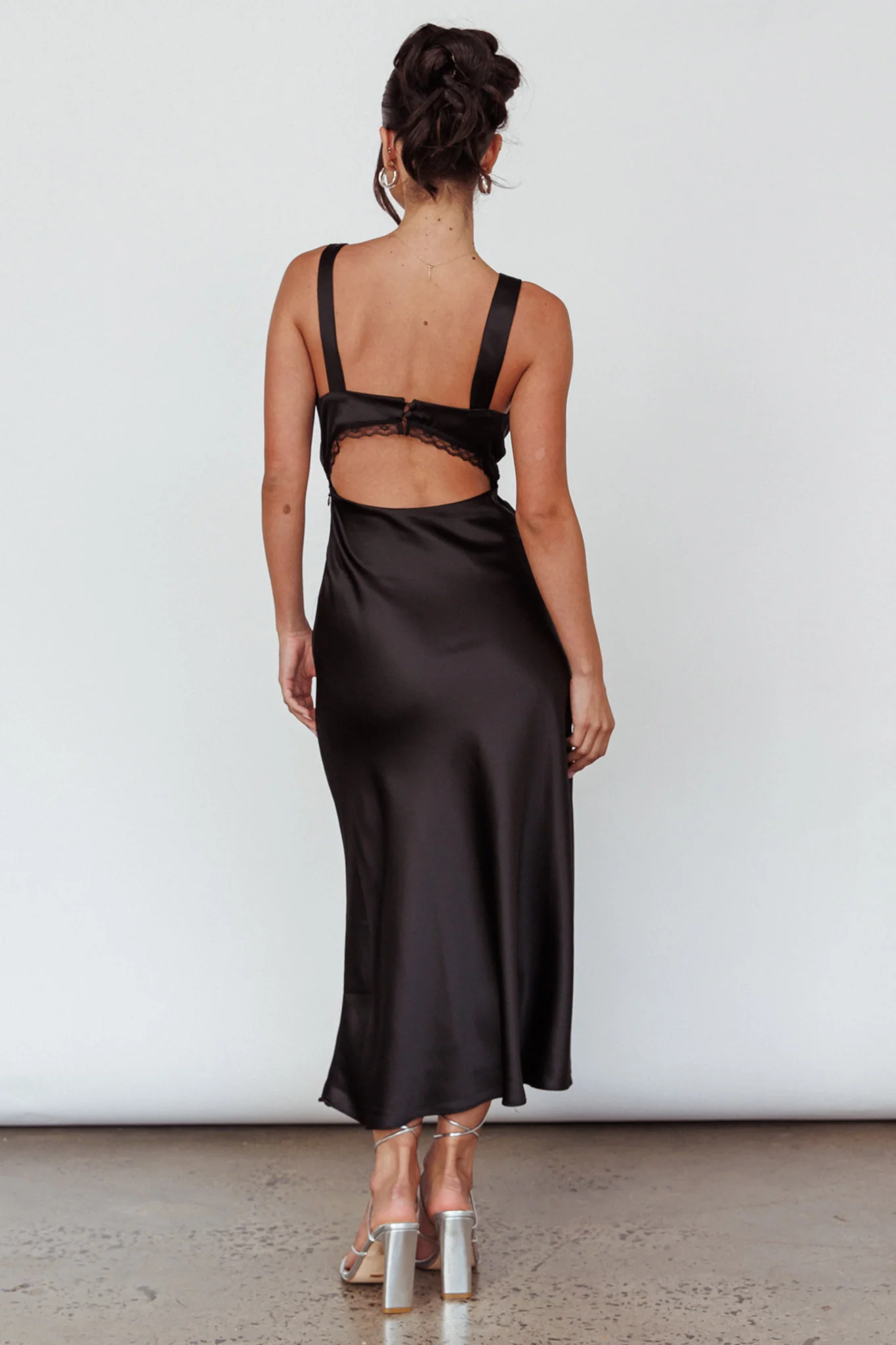 Nyah Lace Trim Midi Dress Black - Image 2