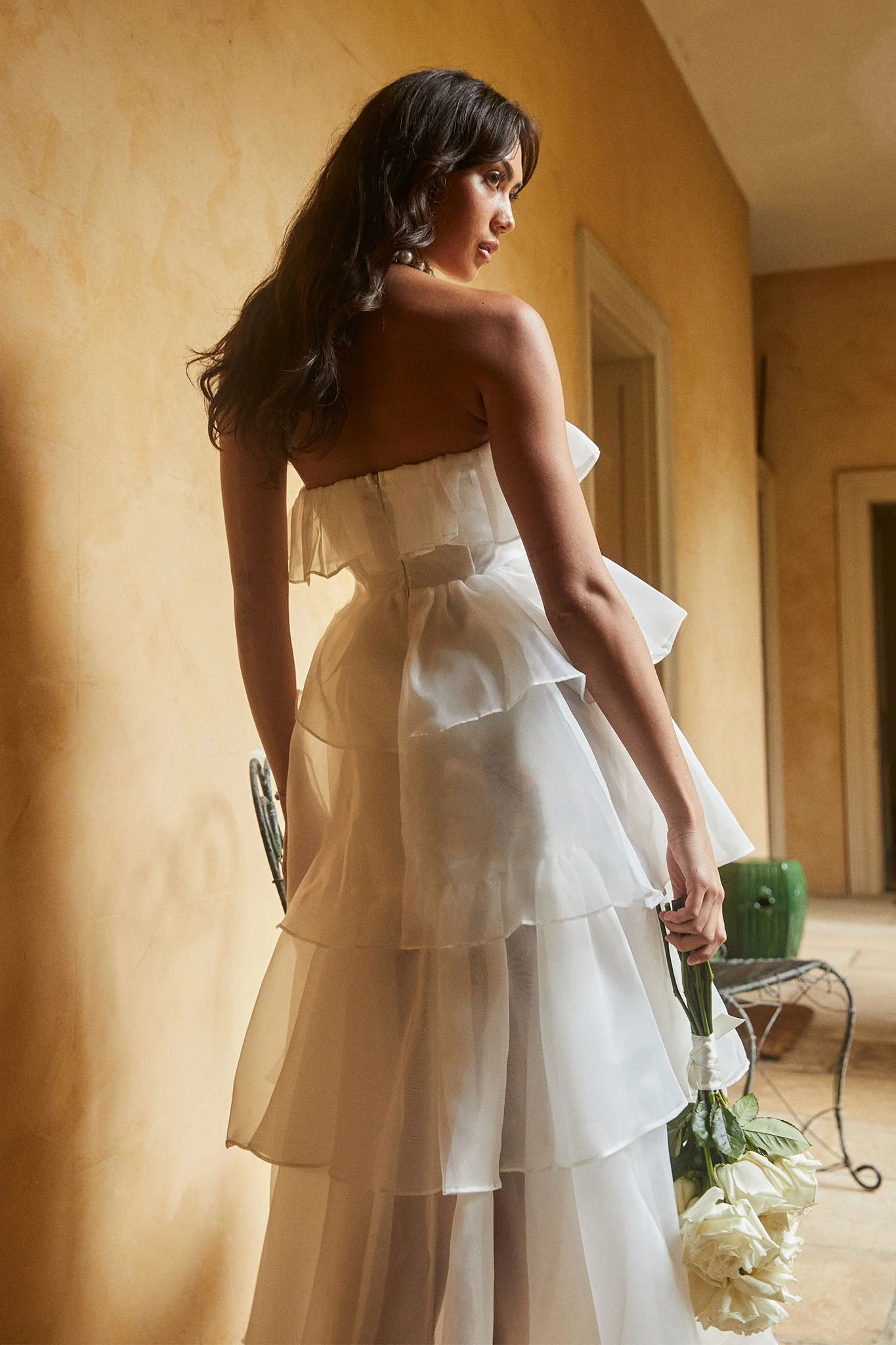 Oceana Layered Ruffle Maxi Dress White - Image 2