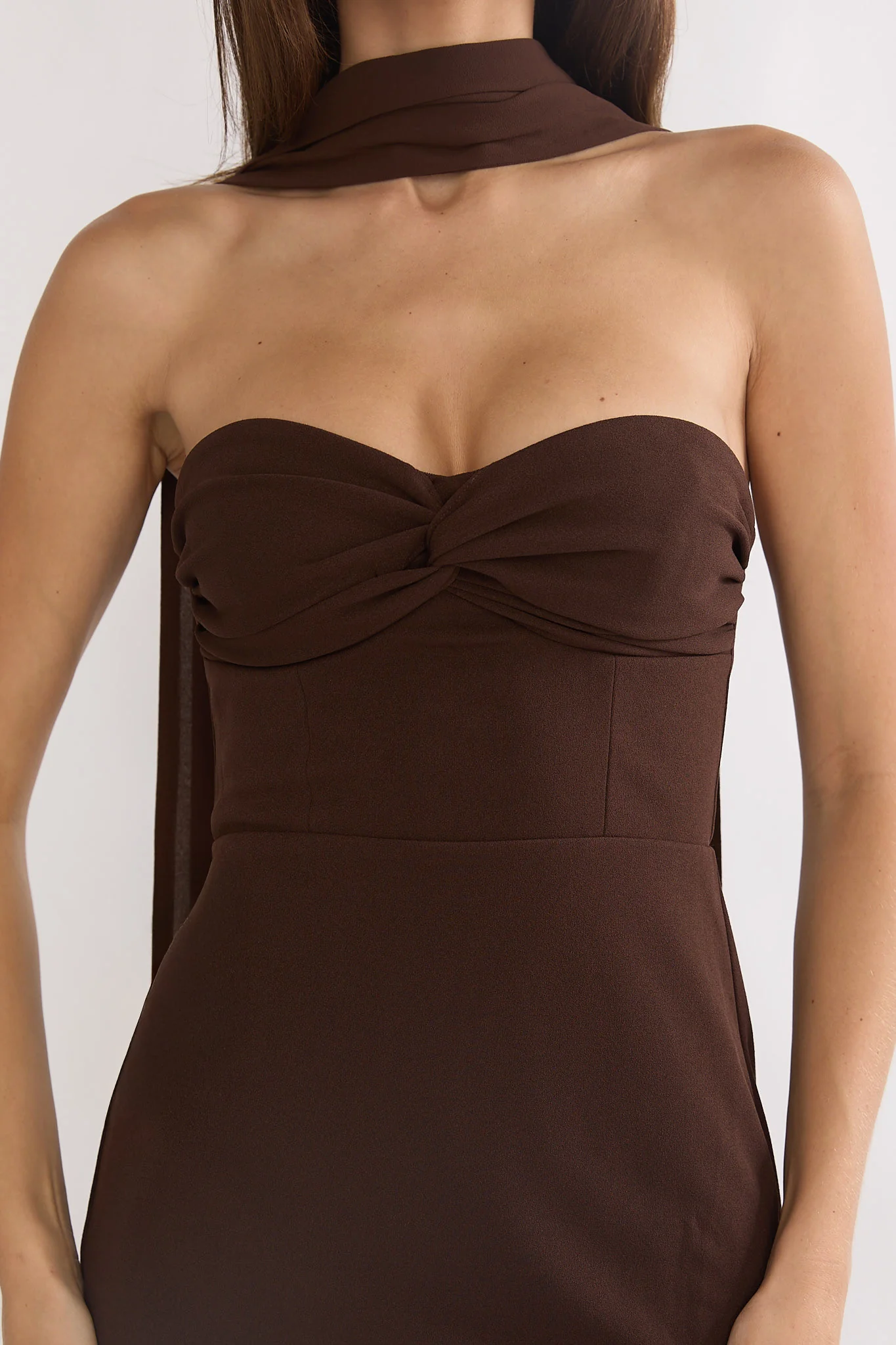 Of The Night Twist Bust Maxi Dress Chocolate - Image 4