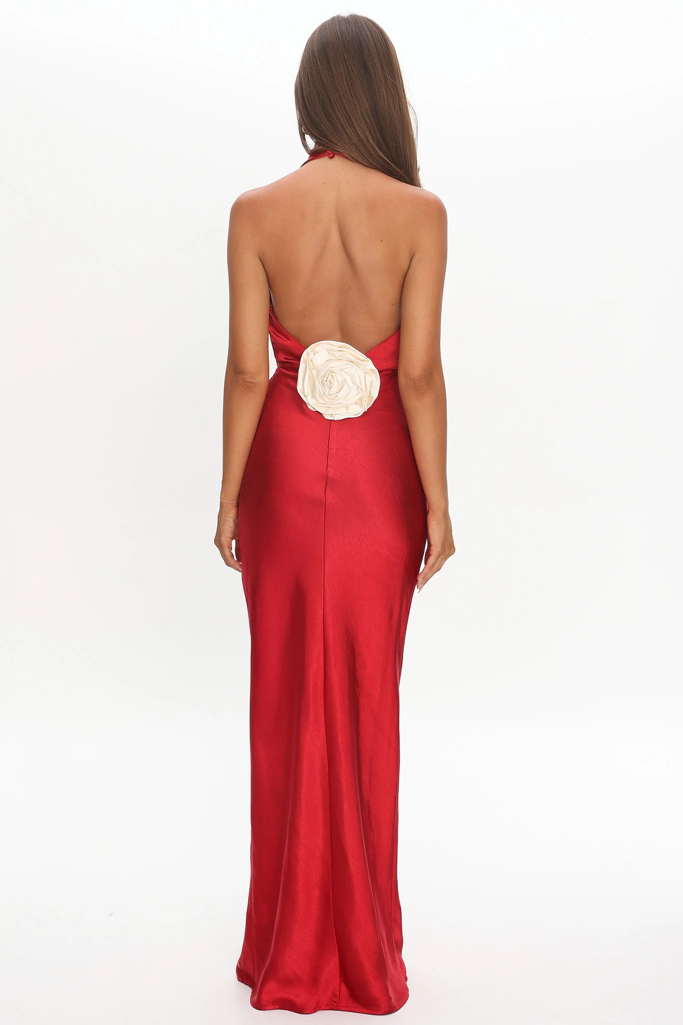 Of Your Dreams Rose Accent Halter Dress Red - Image 3