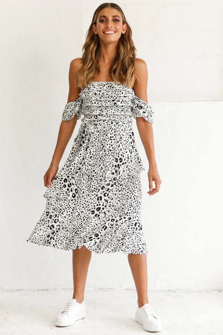 Ojai Midi Skirt White Leopard Print - Image 2