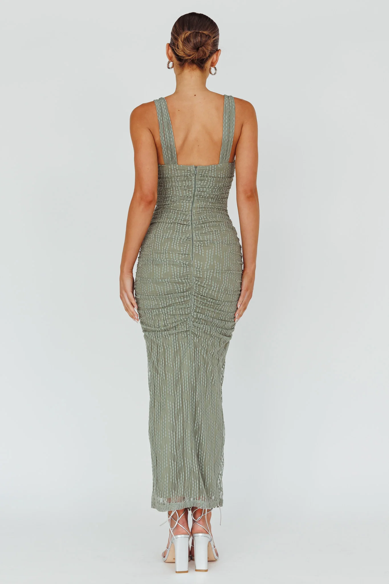 Oliana Embroidered Mesh Midi Dress Fern - Image 2
