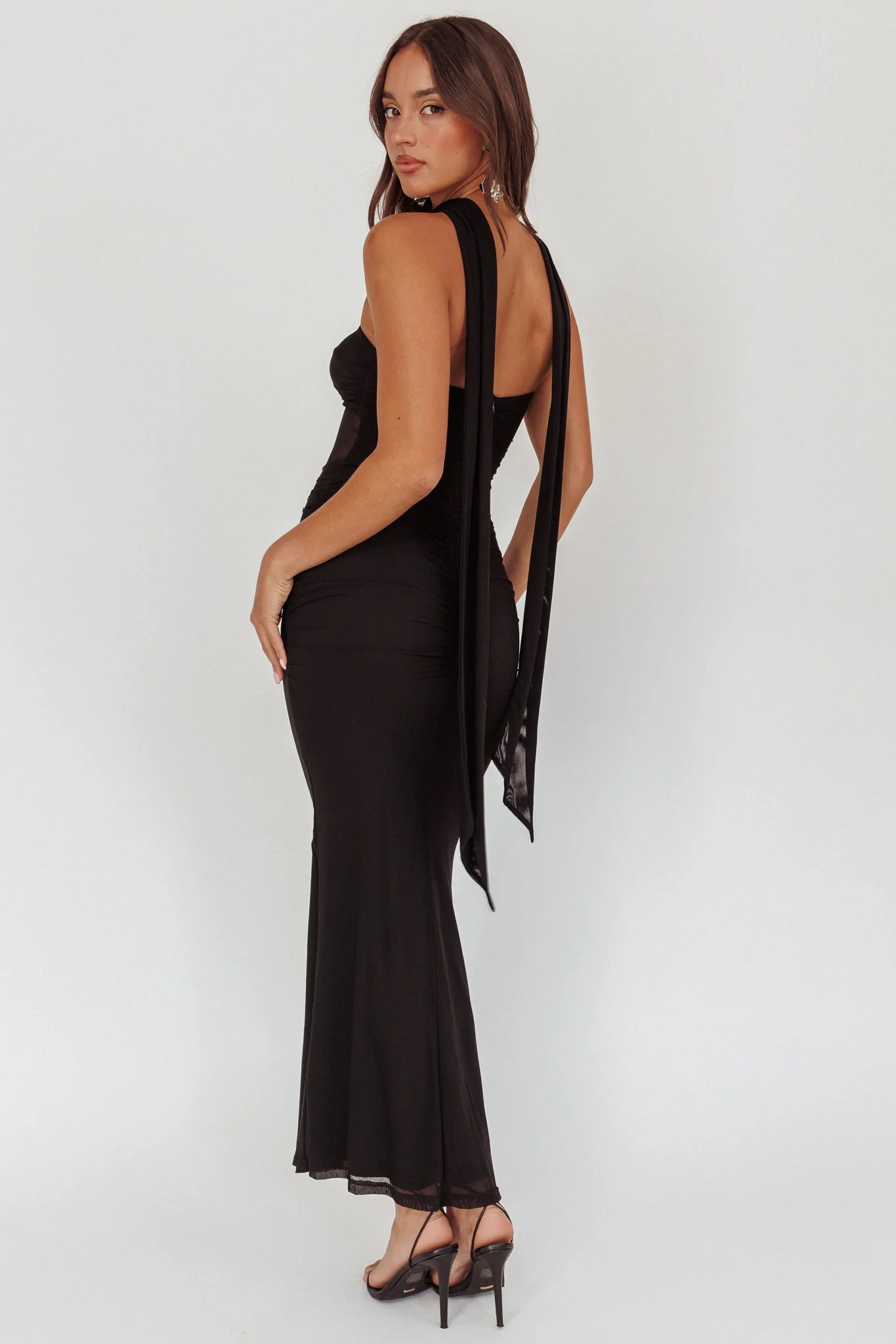 Oliana Strapless Mesh Maxi Dress Black - Image 2