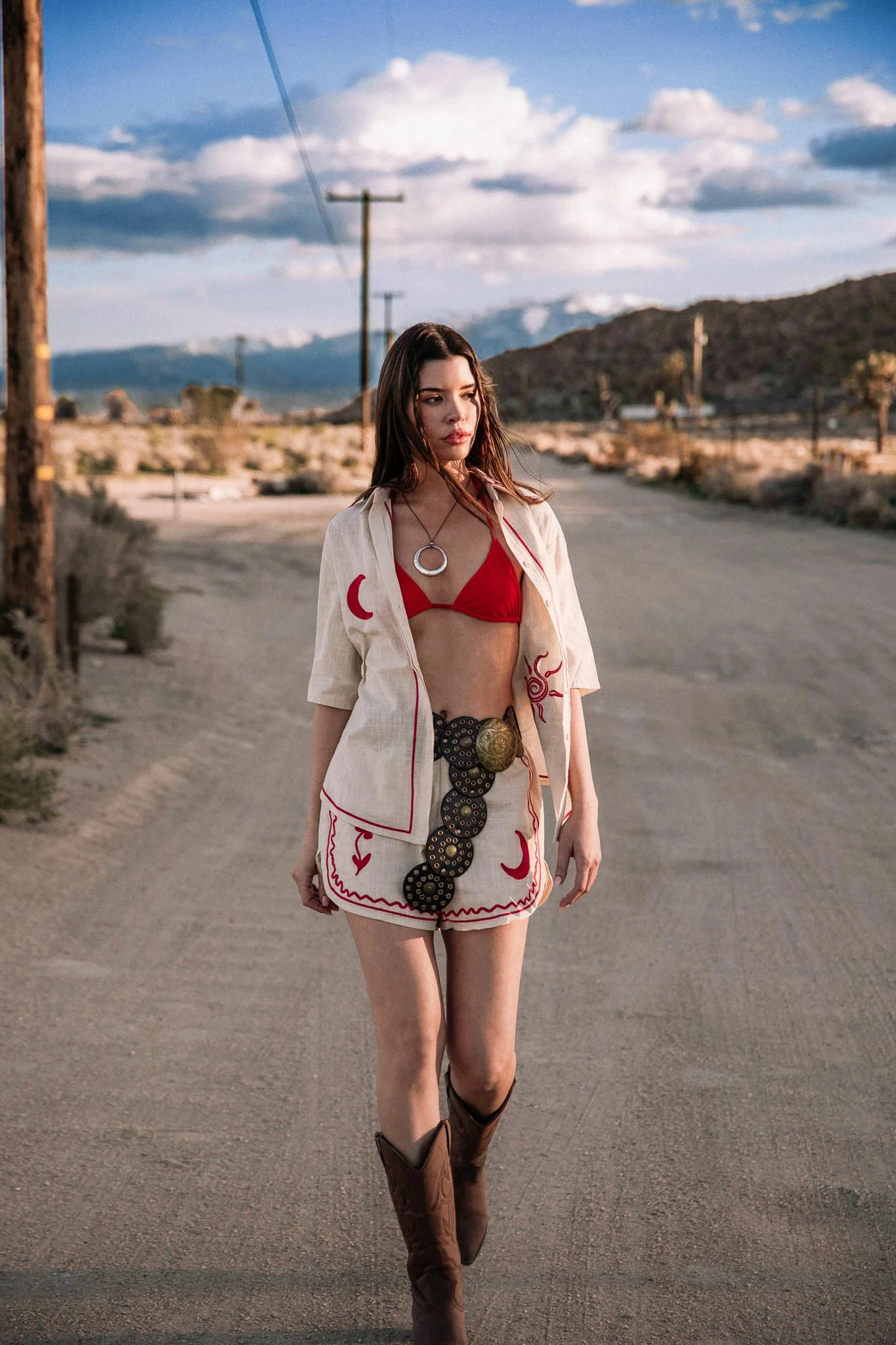 On Vacay Button-Up Shirt Embroidered Beige - Image 2