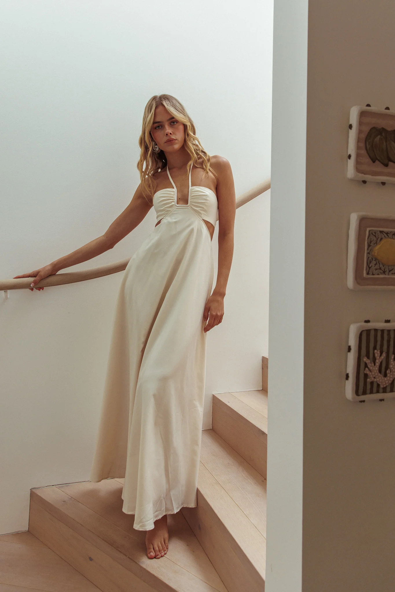 Onika Cut-Out Tied Back Maxi Dress Butter - Image 2