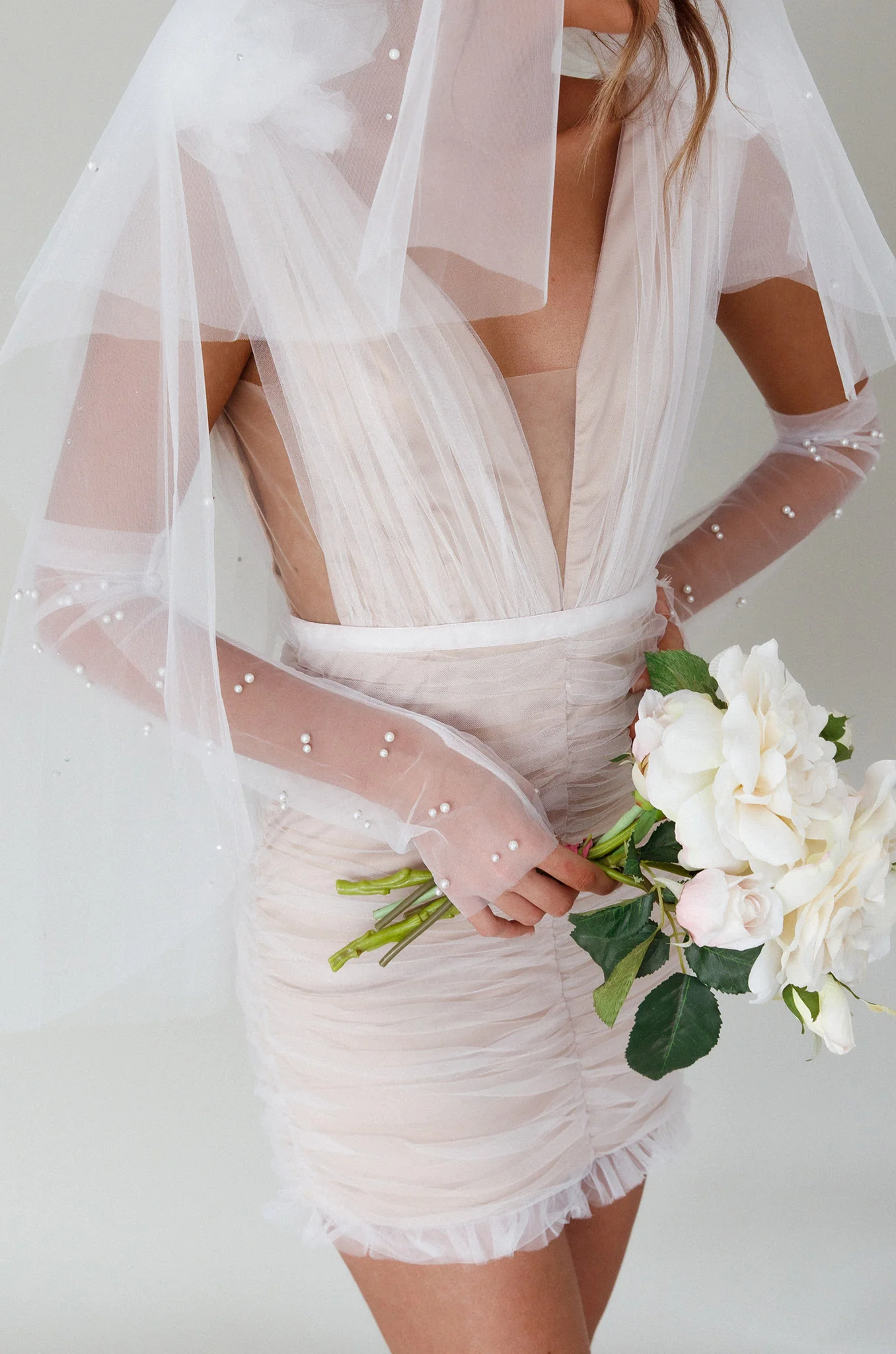 Only You Pearl Elbow Gloves Ivory - Image 2