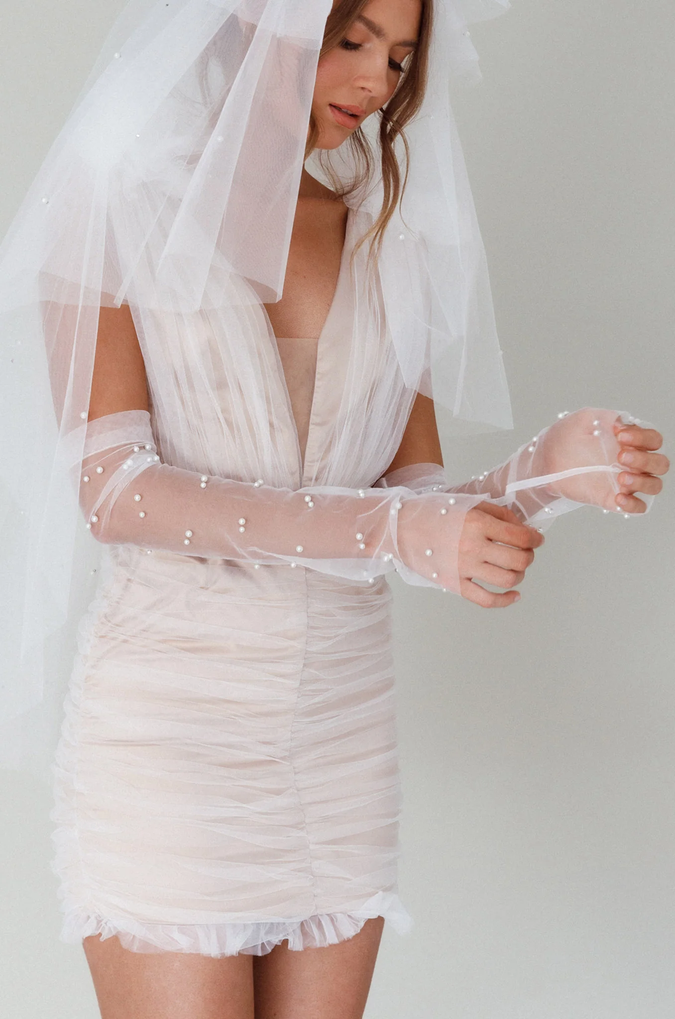 Only You Pearl Elbow Gloves Ivory - Image 5