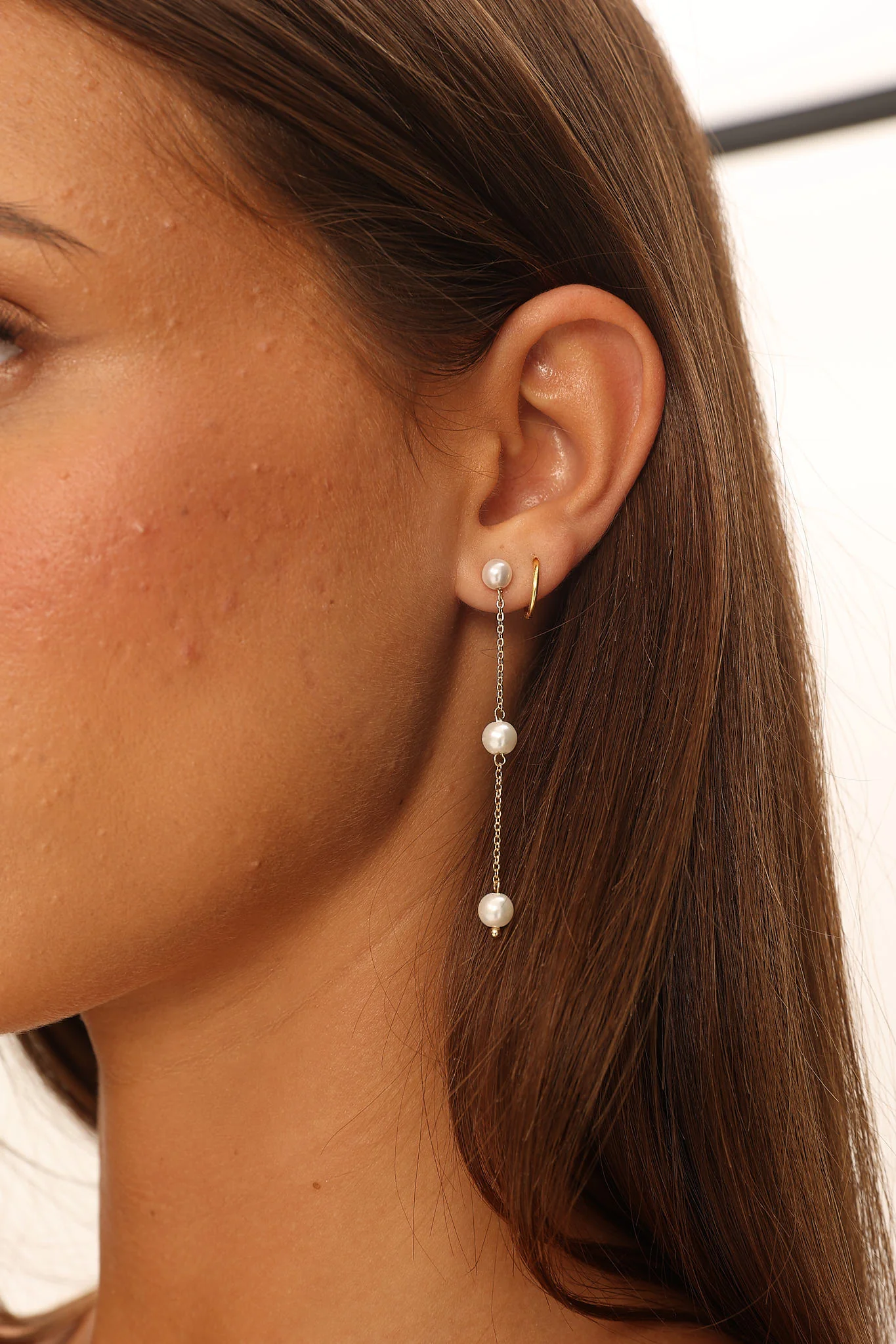 Ophir Chain Drop Earrings Gold Pearl - Image 3