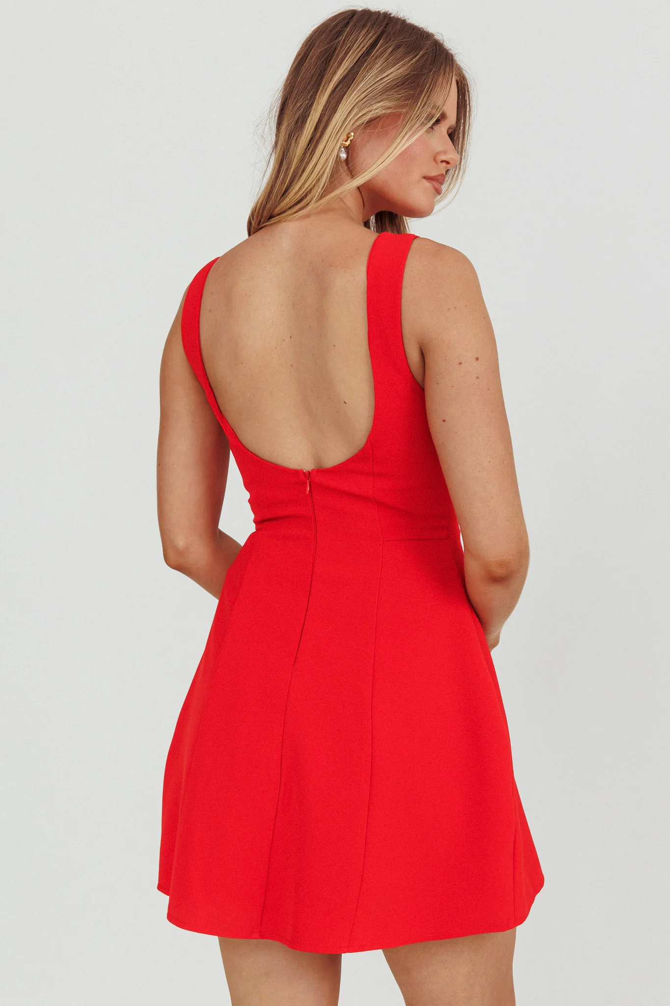 Opulent Sleeveless A-Line Mini Dress Red - Image 2