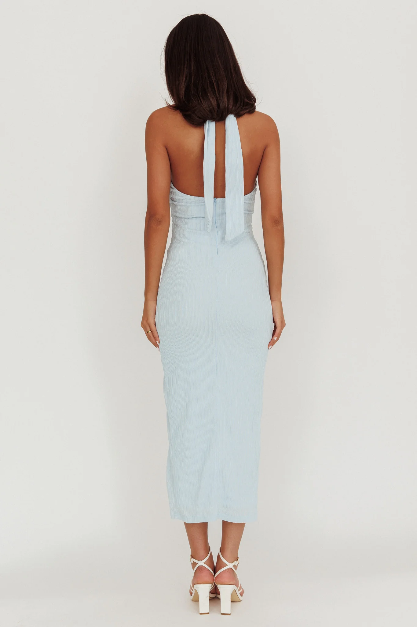 Oracle Halterneck Midi Dress Blue - Image 2