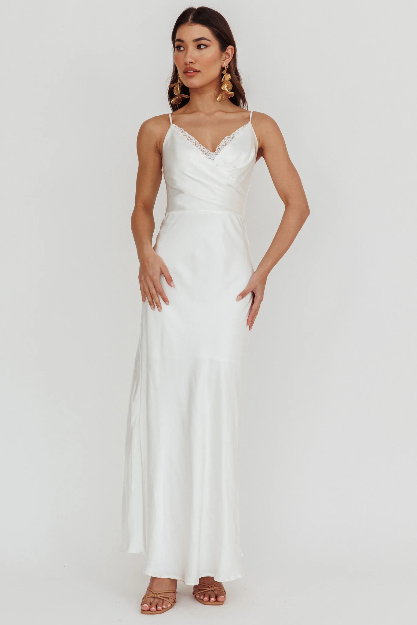 Our Story Surplice Neckline Maxi Dress Off White - Image 4