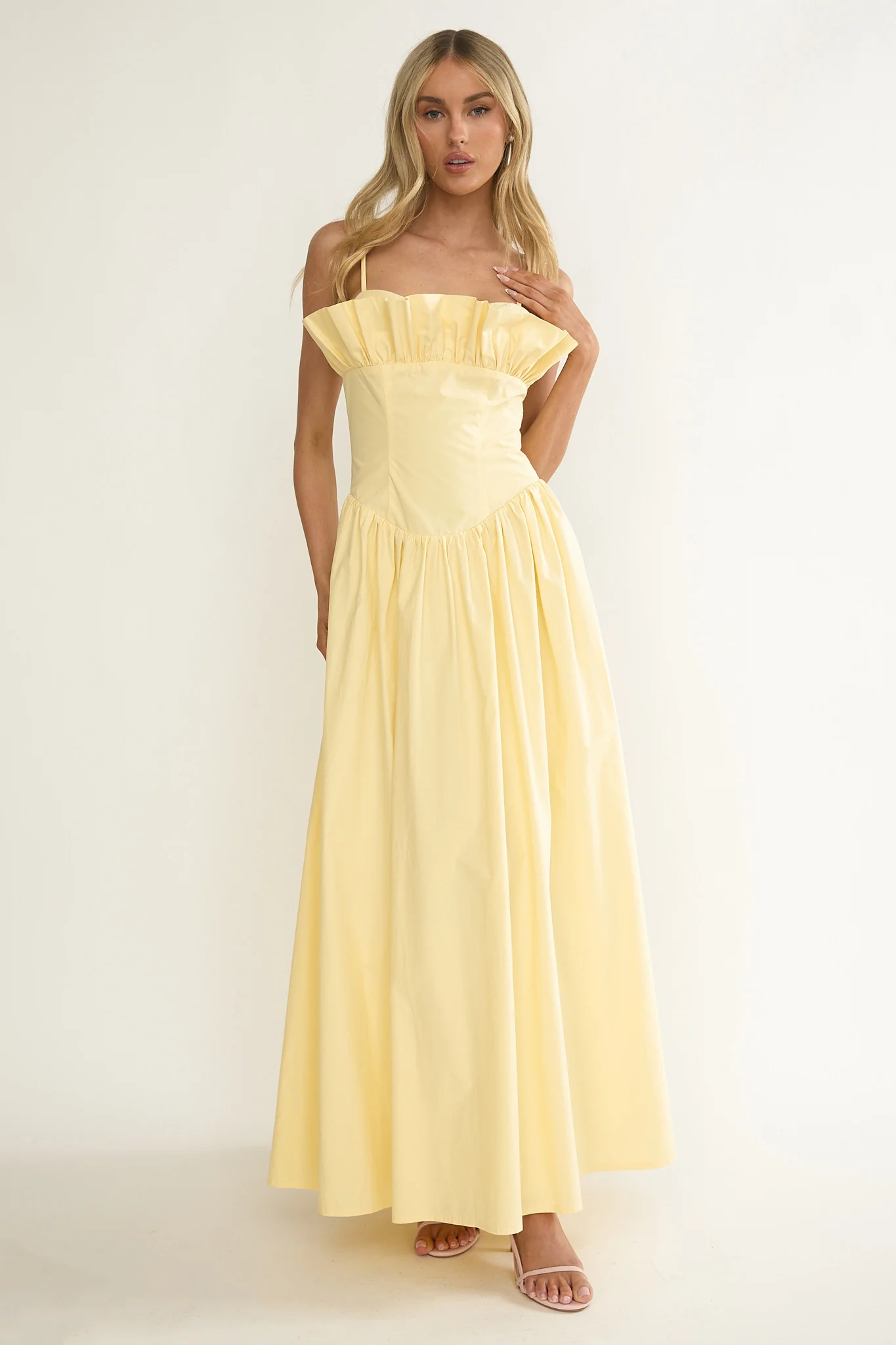 Pailin Frill Bust Maxi Dress Butter - Image 5