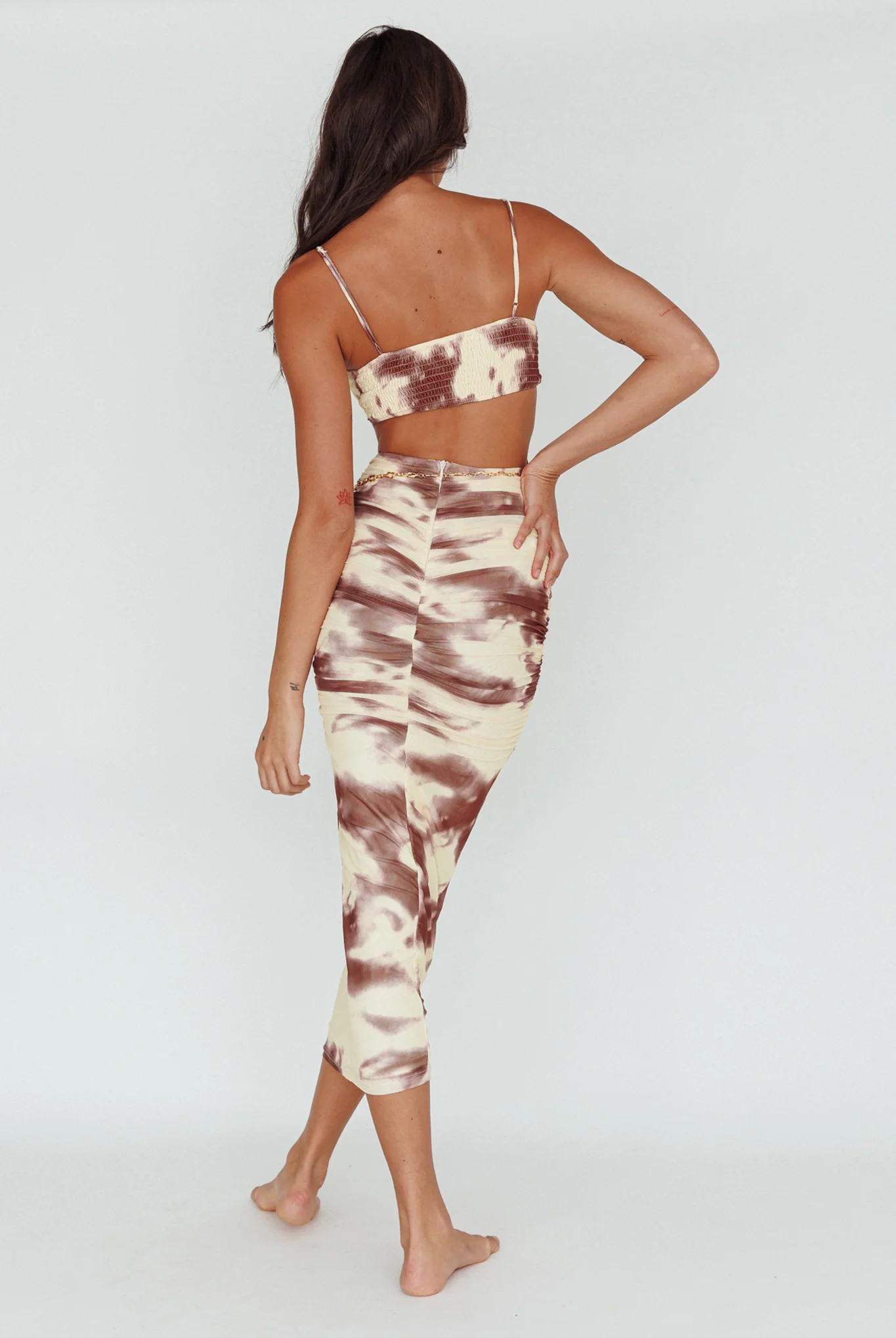 Palermo Cut-Out Midi Dress Printed Brown - Image 2