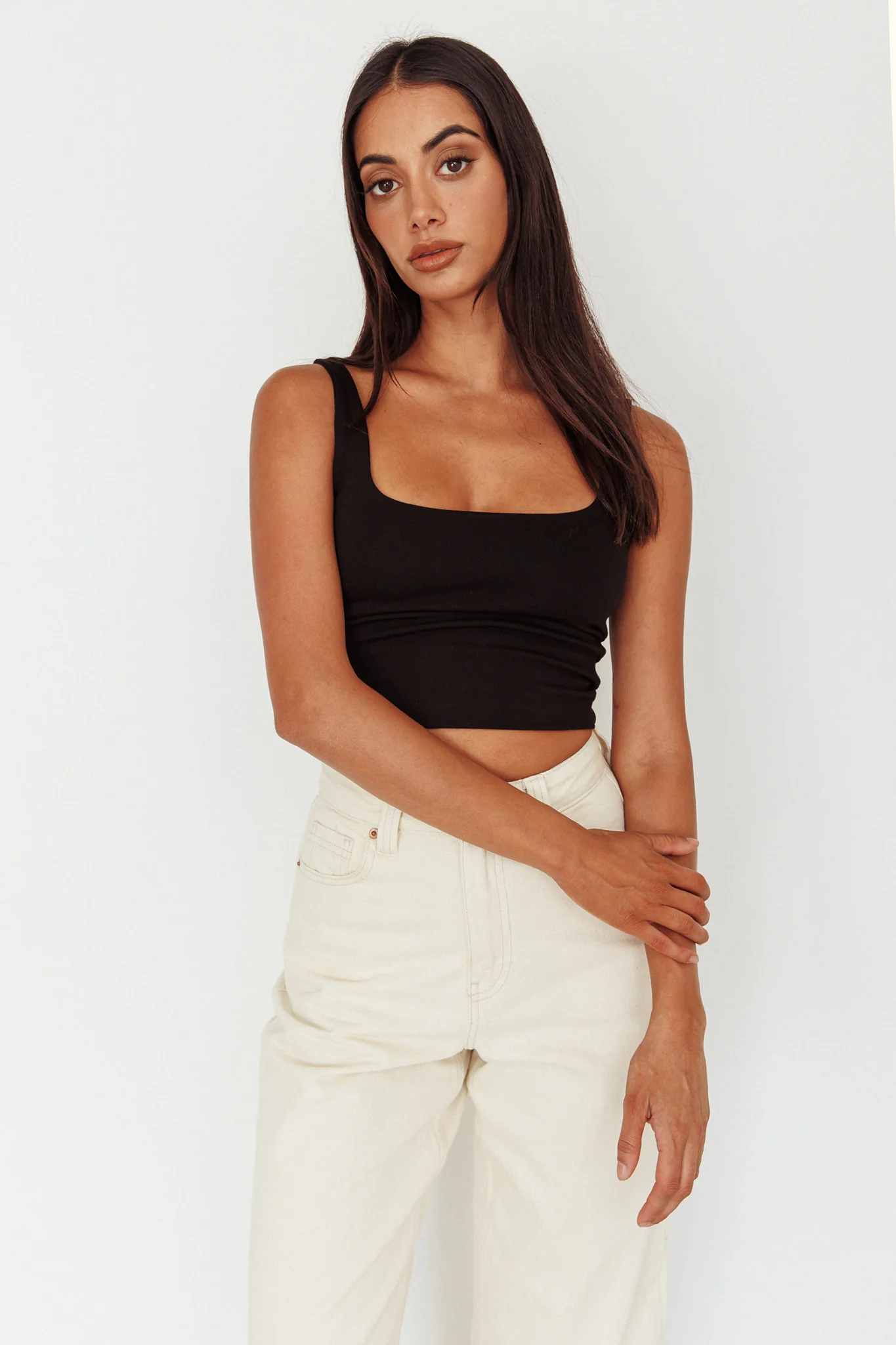 Pali U-Neckline Crop Top Black - Image 4
