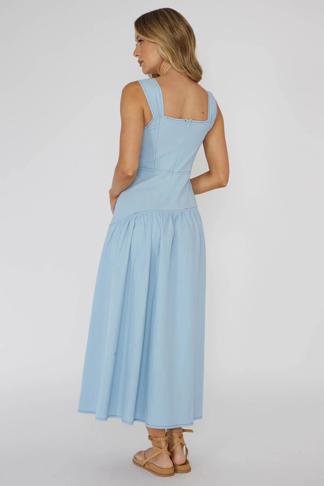 Pansy Flounce Hem Maxi Dress Light Blue - Image 2
