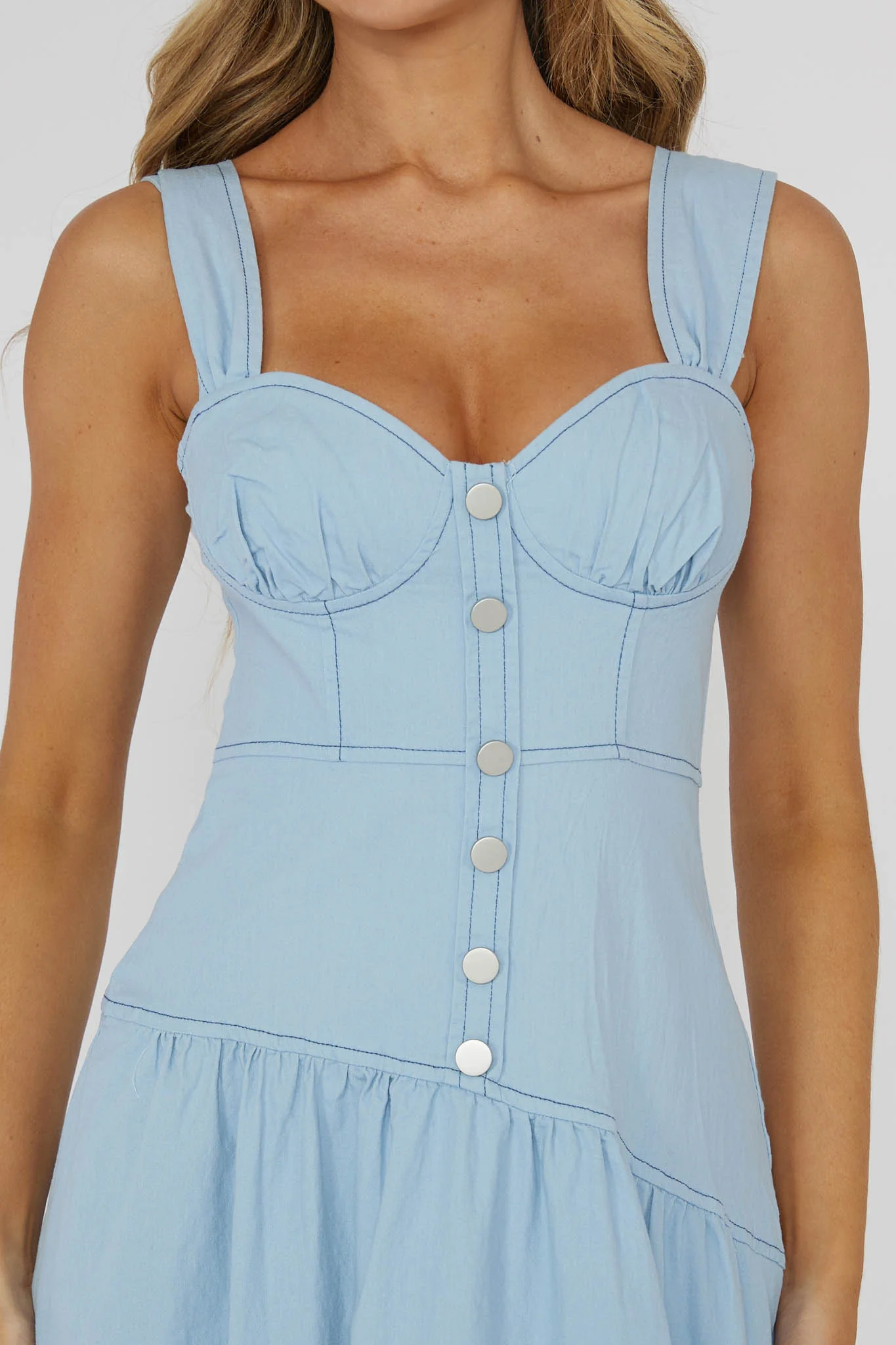 Pansy Flounce Hem Maxi Dress Light Blue - Image 4