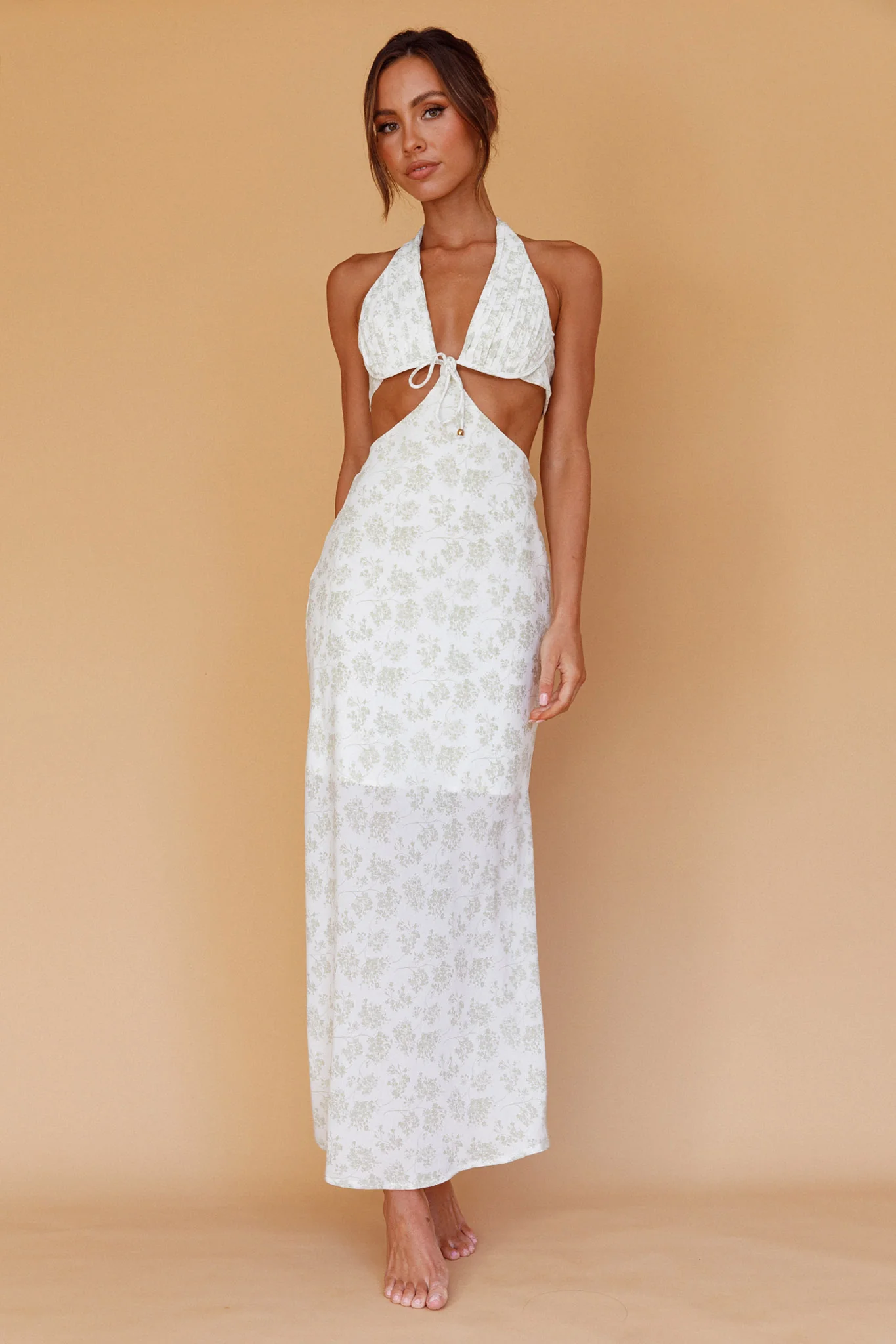 Paradise Found Cut-Out Midi Dress Floral Sage - Image 7